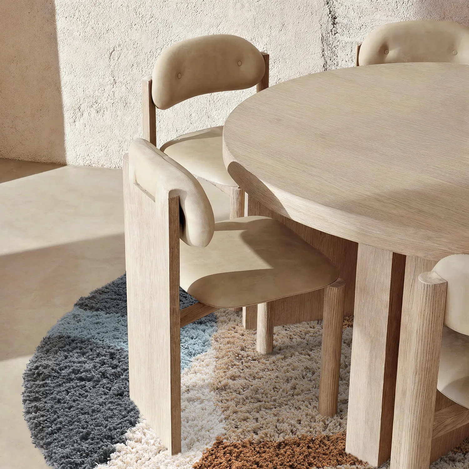 Rund matta - Cefalu Natural Cotton Shaggy (multi)