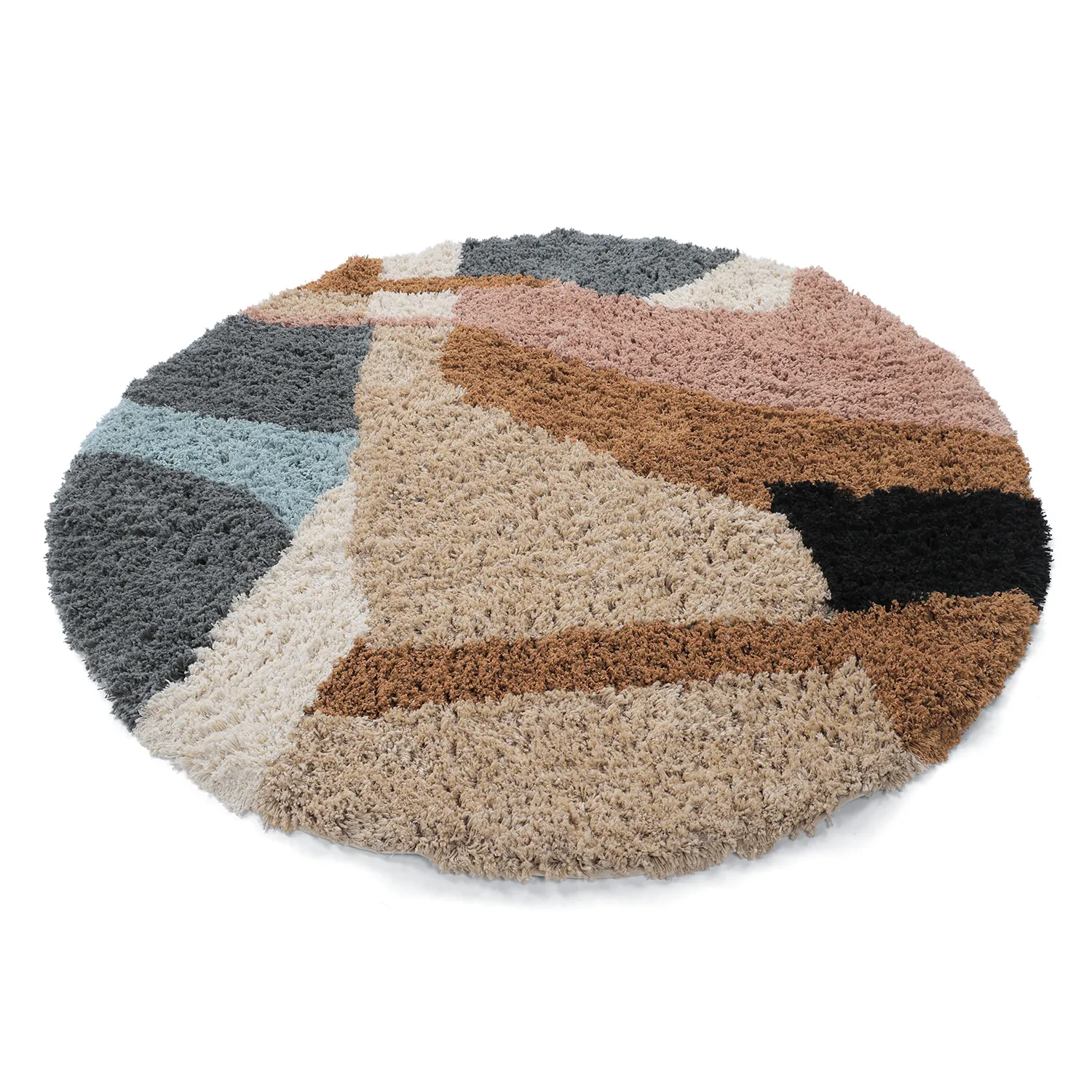 Rund matta - Cefalu Natural Cotton Shaggy (multi)