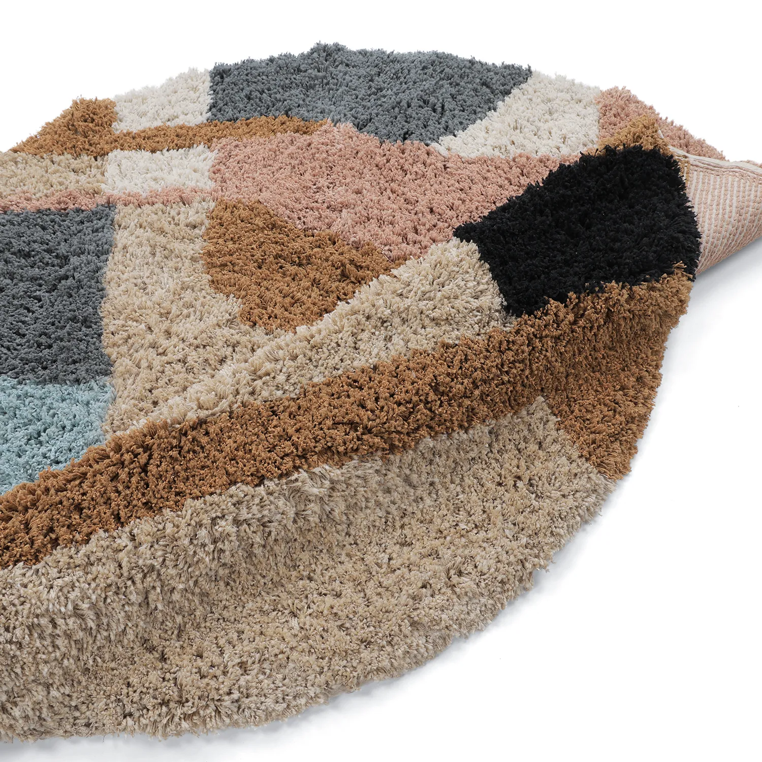 Rund matta - Cefalu Natural Cotton Shaggy (multi)