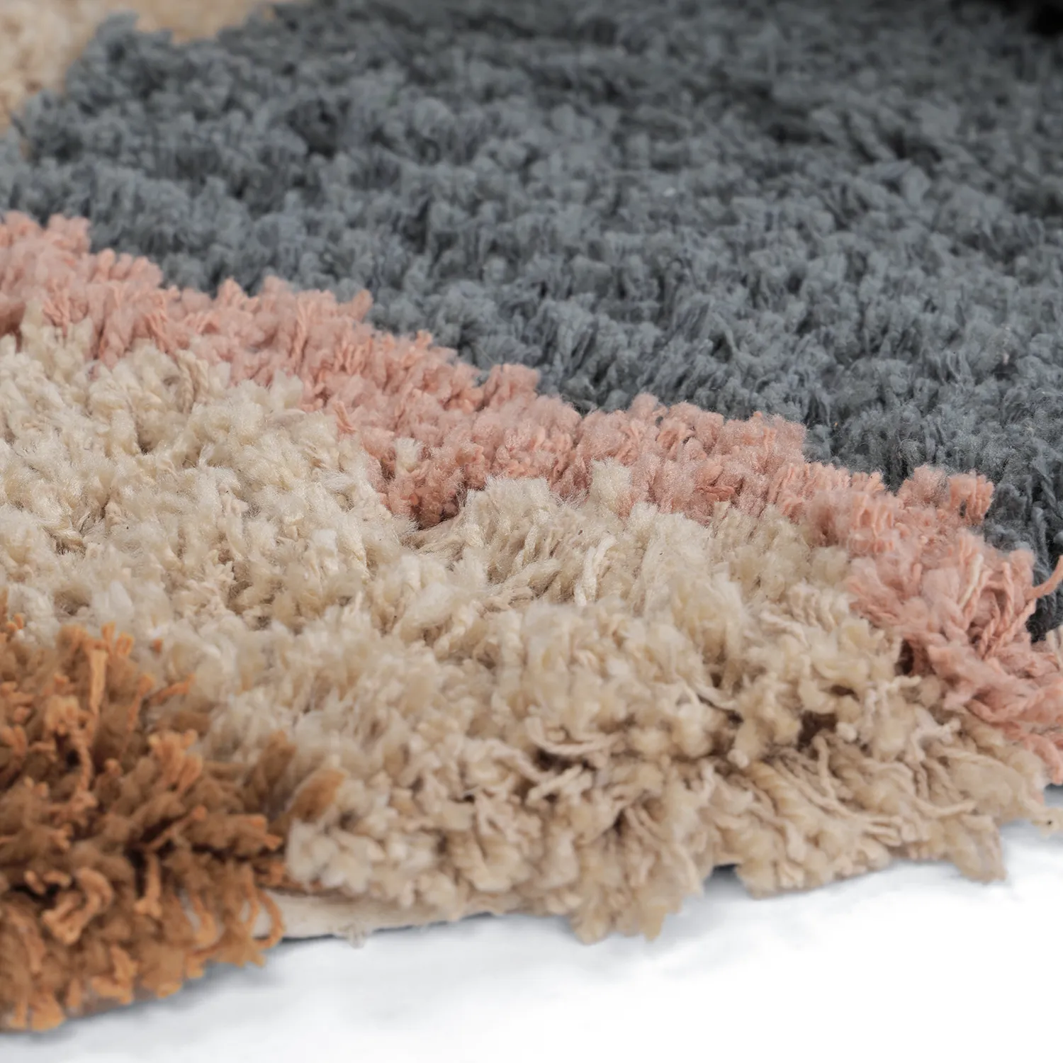 Rund matta - Cefalu Natural Cotton Shaggy (multi)