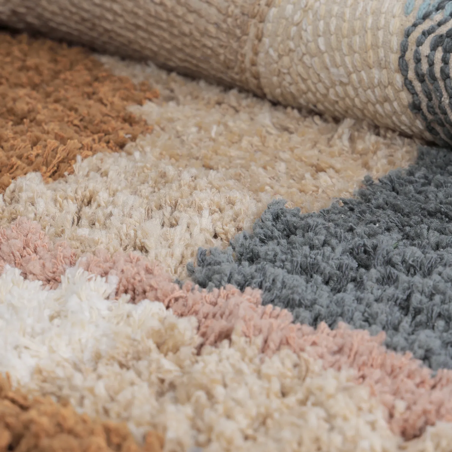 Rund matta - Cefalu Natural Cotton Shaggy (multi)