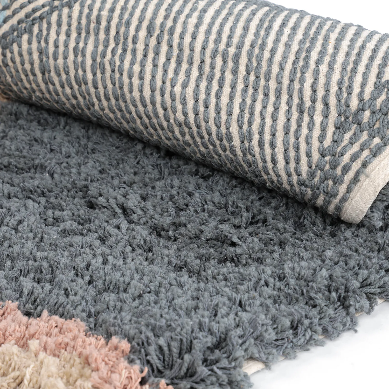 Rund matta - Cefalu Natural Cotton Shaggy (multi)