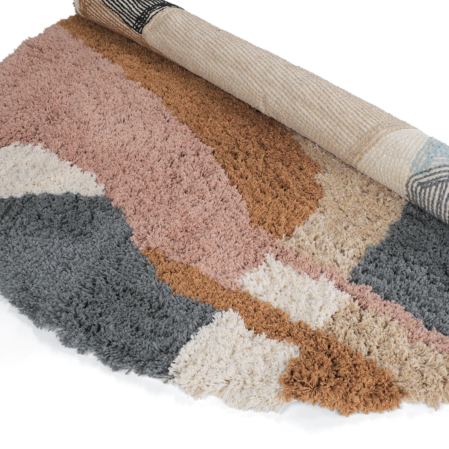 Rund matta - Cefalu Natural Cotton Shaggy (multi)