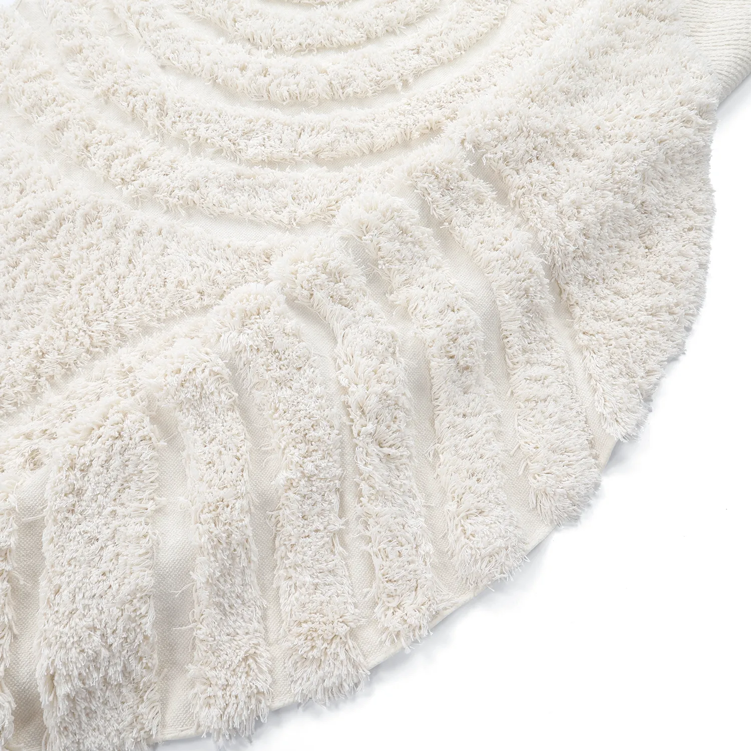 Rund matta - Lindos Natural Cotton Shaggy (vit)
