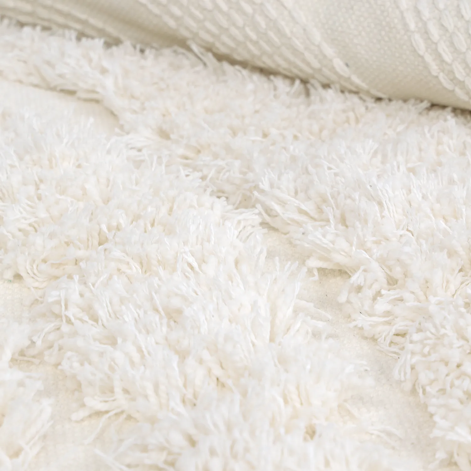 Rund matta - Lindos Natural Cotton Shaggy (vit)