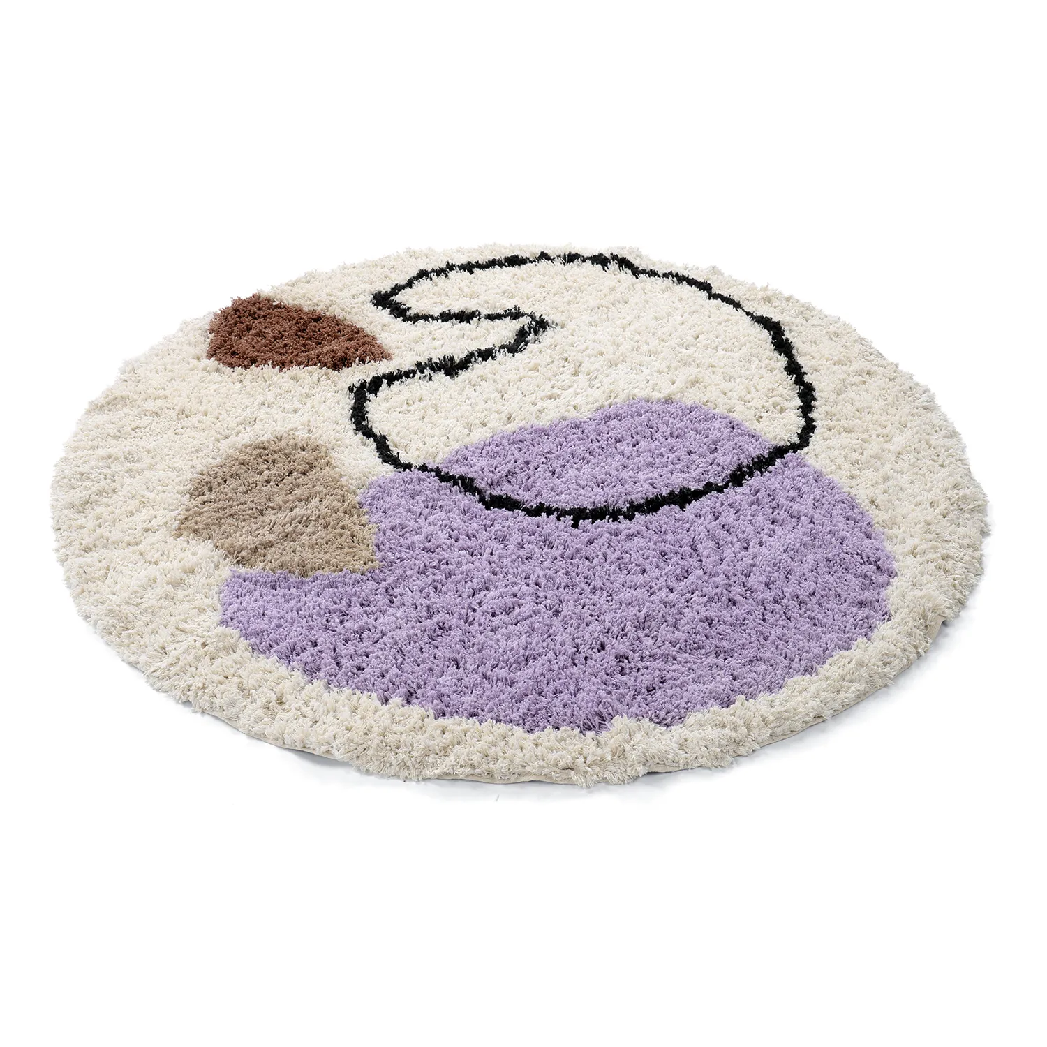 Rund matta - Naousa Natural Cotton Shaggy (multi)