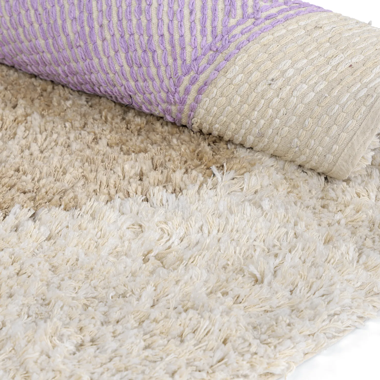 Rund matta - Naousa Natural Cotton Shaggy (multi)