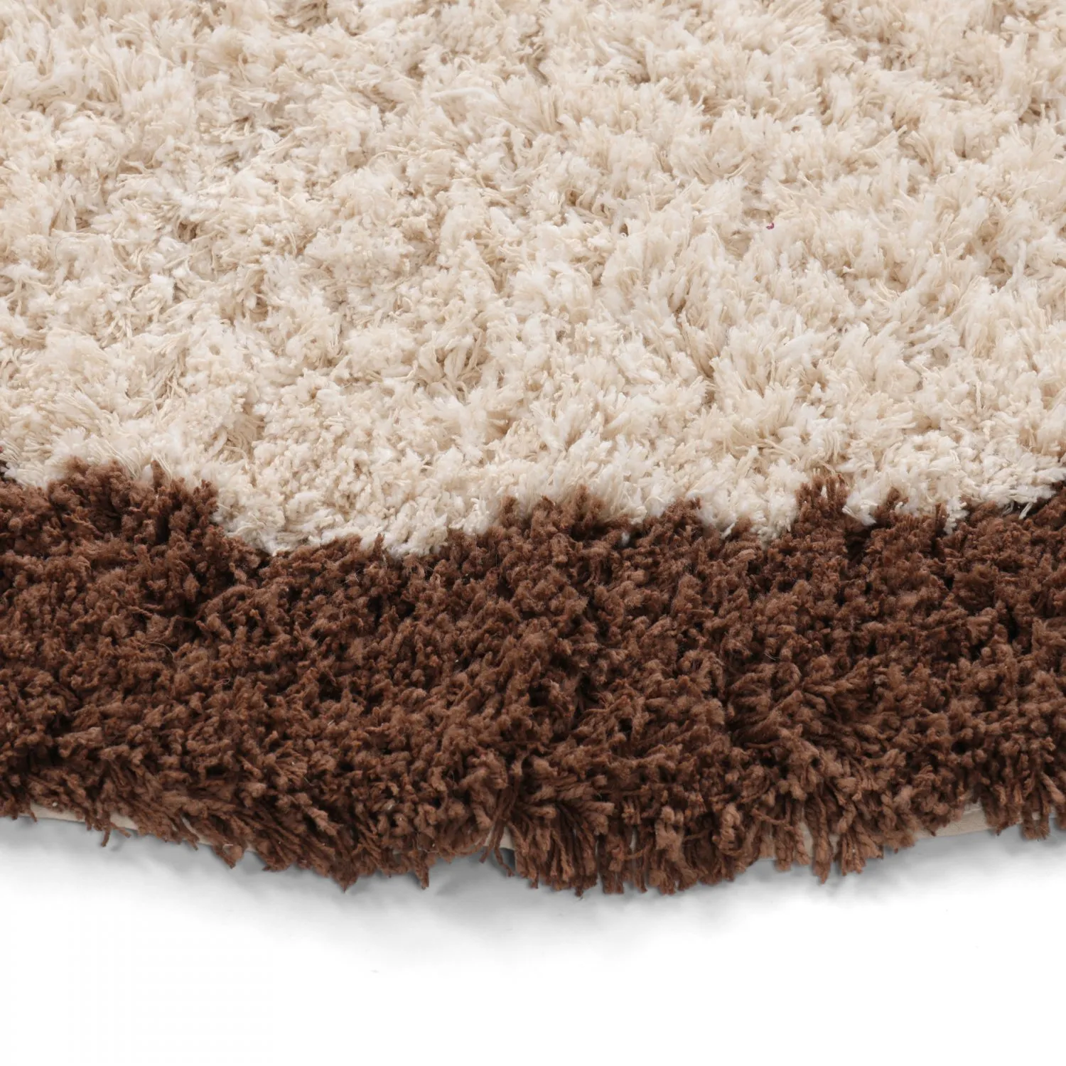 Rund matta - Sagres Natural Cotton Shaggy (offwhite/brun)