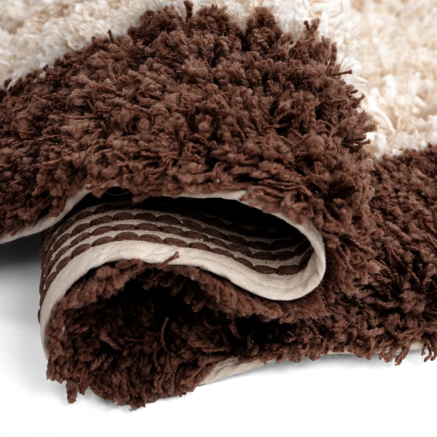 Rund matta - Sagres Natural Cotton Shaggy (offwhite/brun)