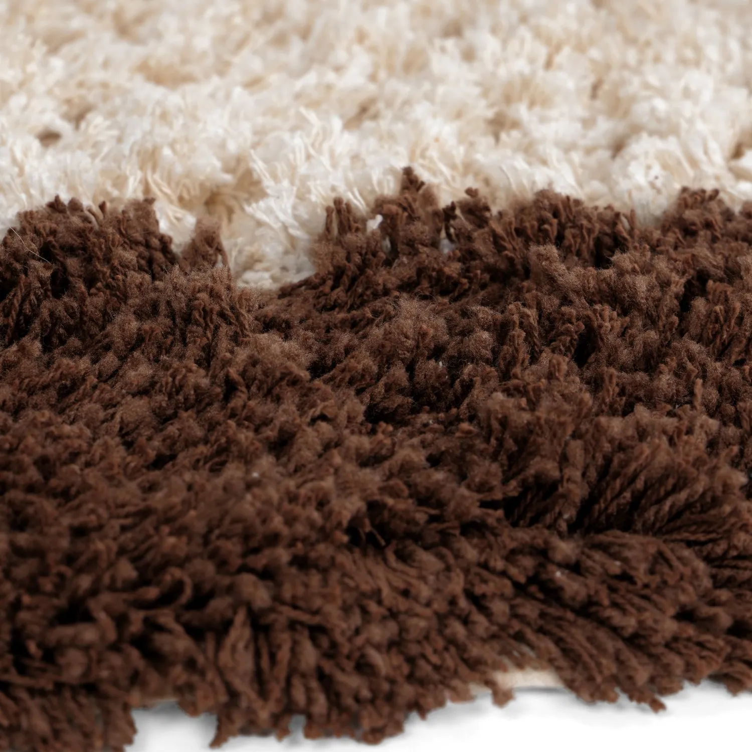 Rund matta - Sagres Natural Cotton Shaggy (offwhite/brun)