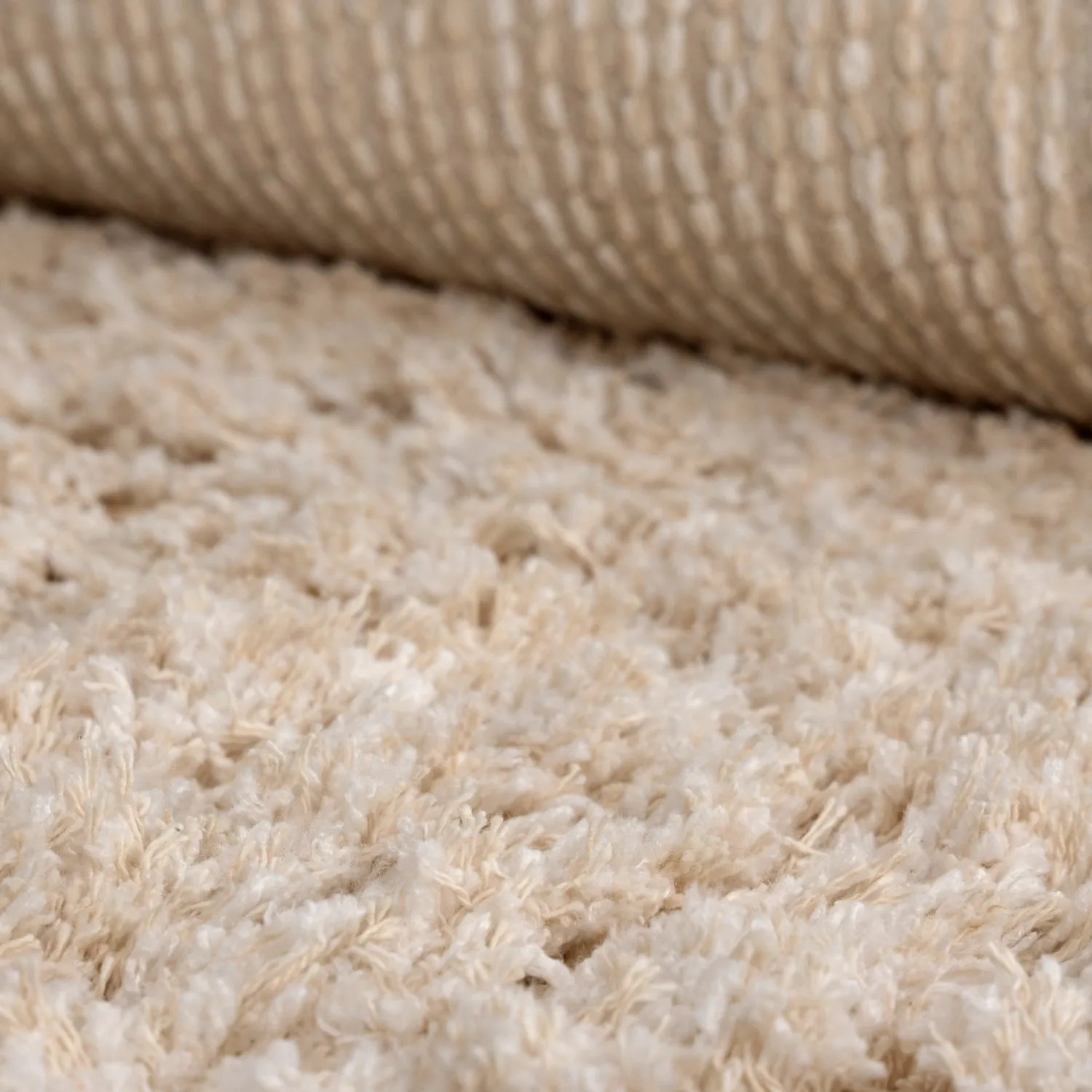 Rund matta - Sagres Natural Cotton Shaggy (offwhite/brun)