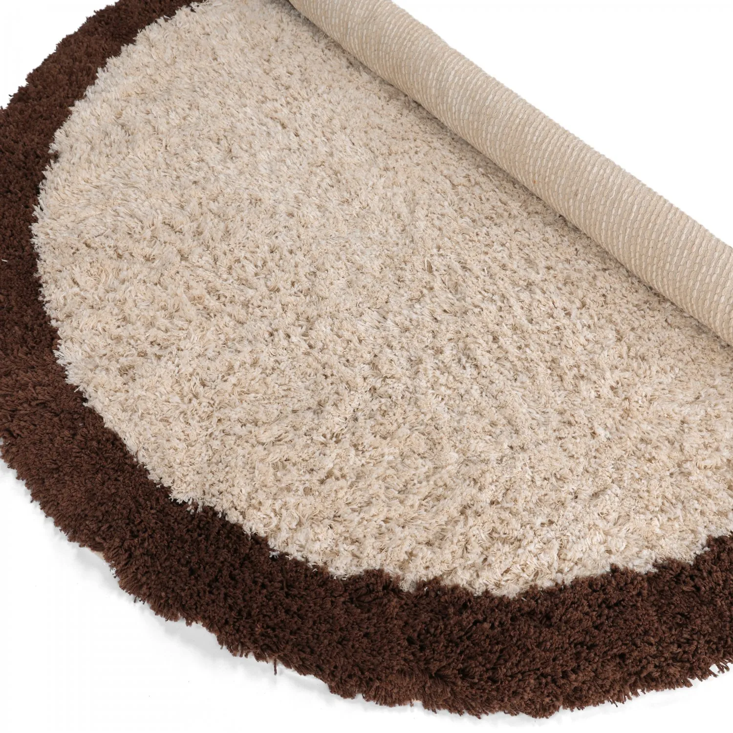 Rund matta - Sagres Natural Cotton Shaggy (offwhite/brun)