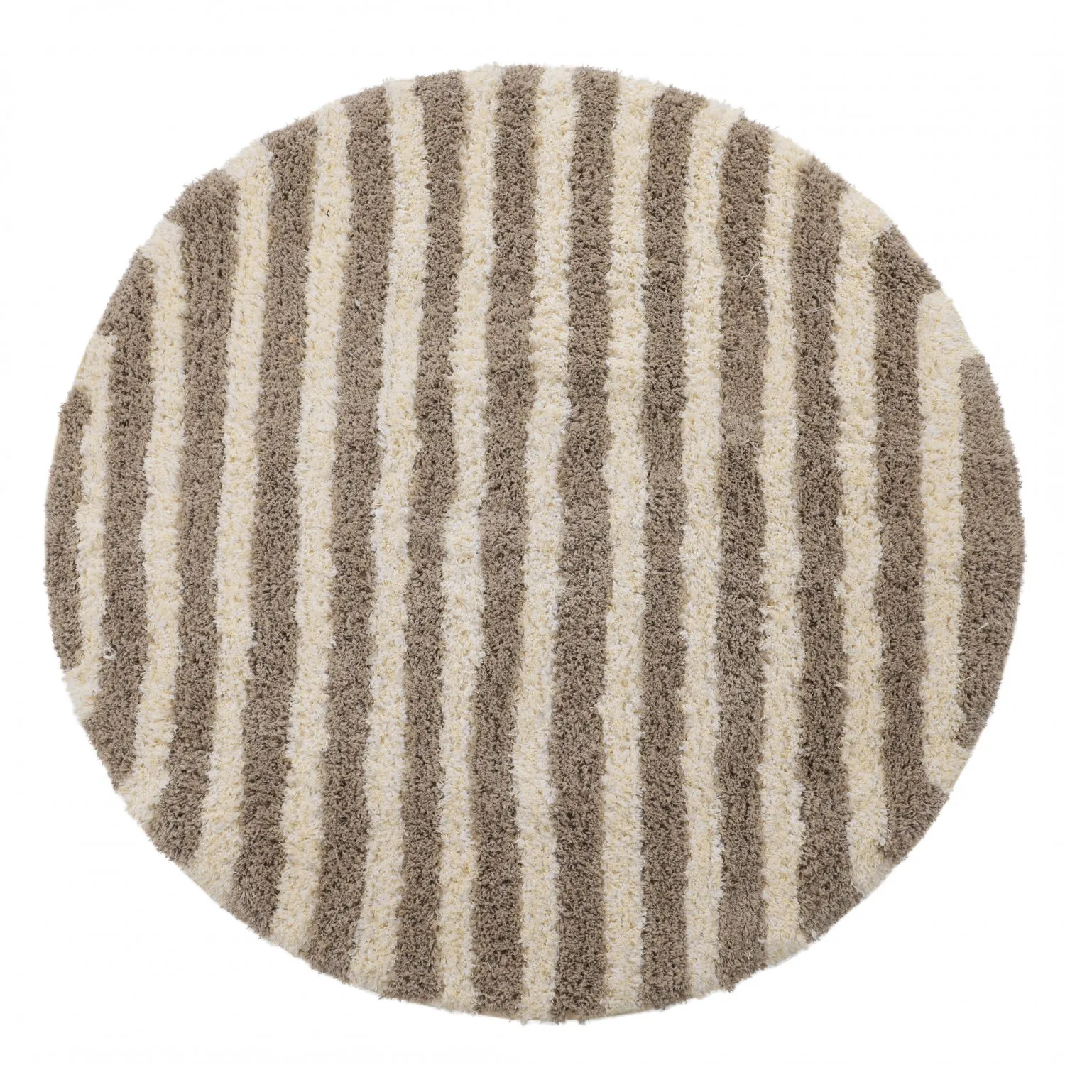 Rund matta - Thira Stripe Cotton Shaggy (creme/taupe)