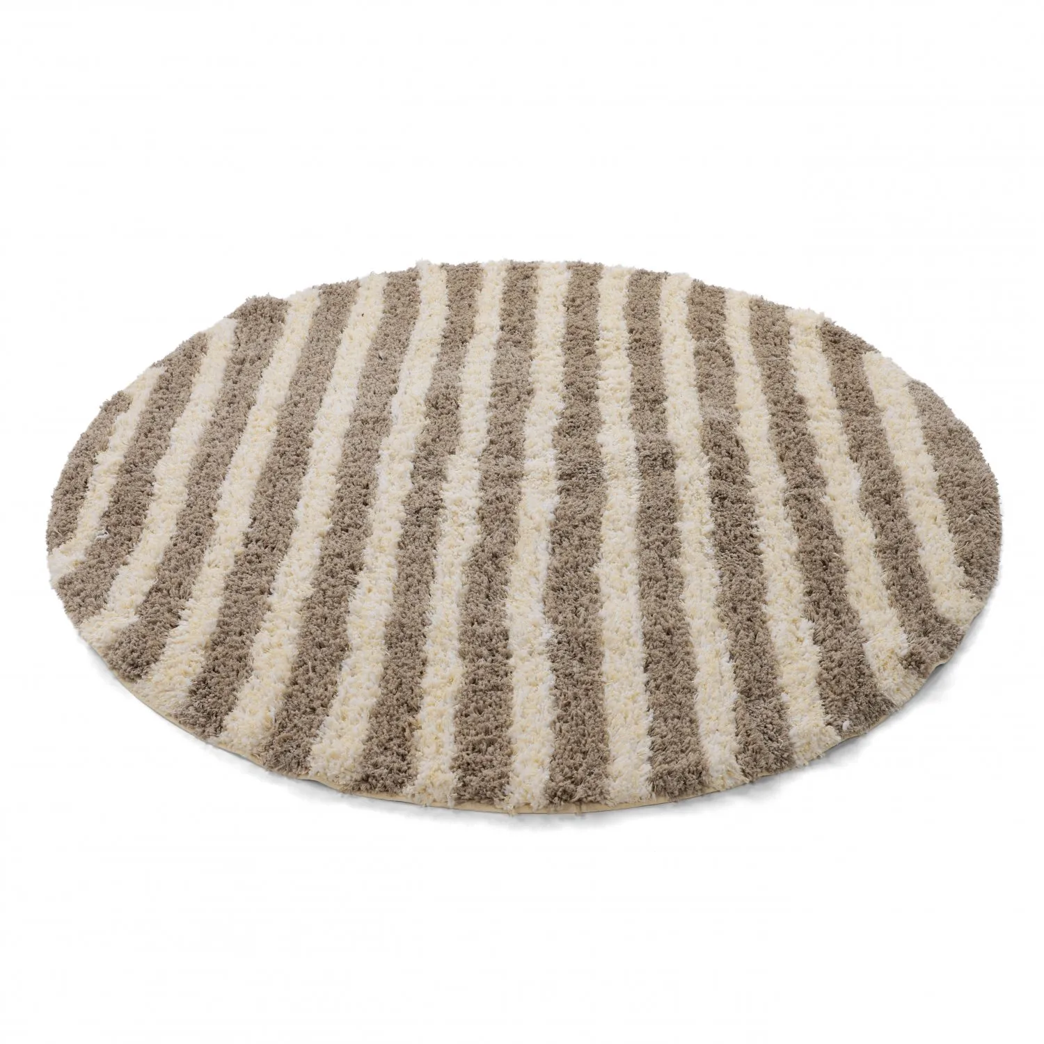 Rund matta - Thira Stripe Cotton Shaggy (creme/taupe)
