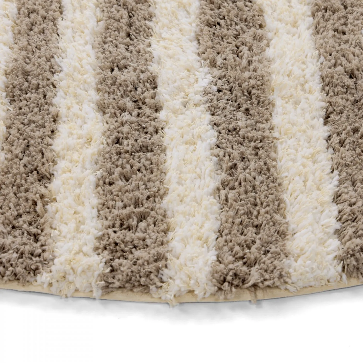 Rund matta - Thira Stripe Cotton Shaggy (creme/taupe)