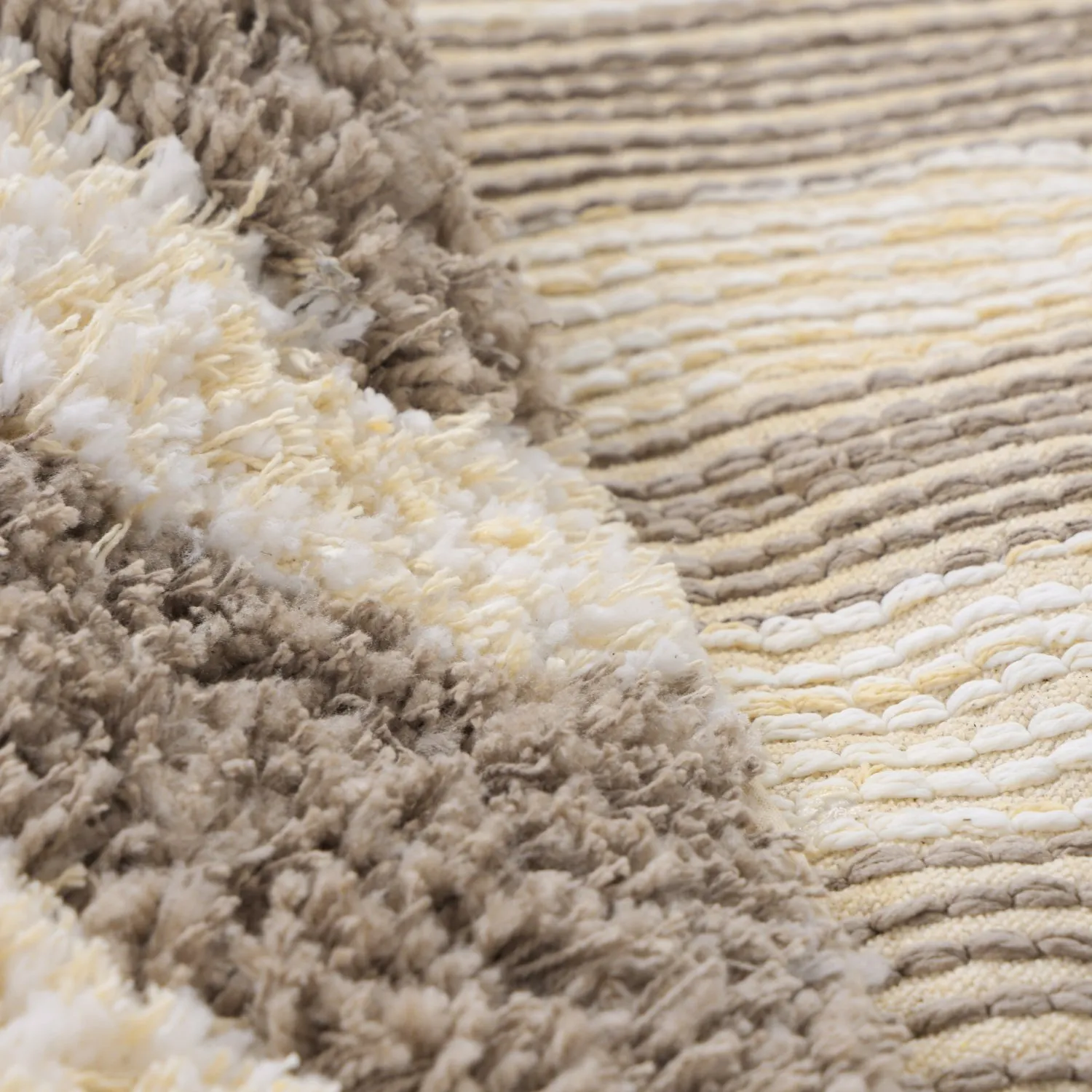 Rund matta - Thira Stripe Cotton Shaggy (creme/taupe)