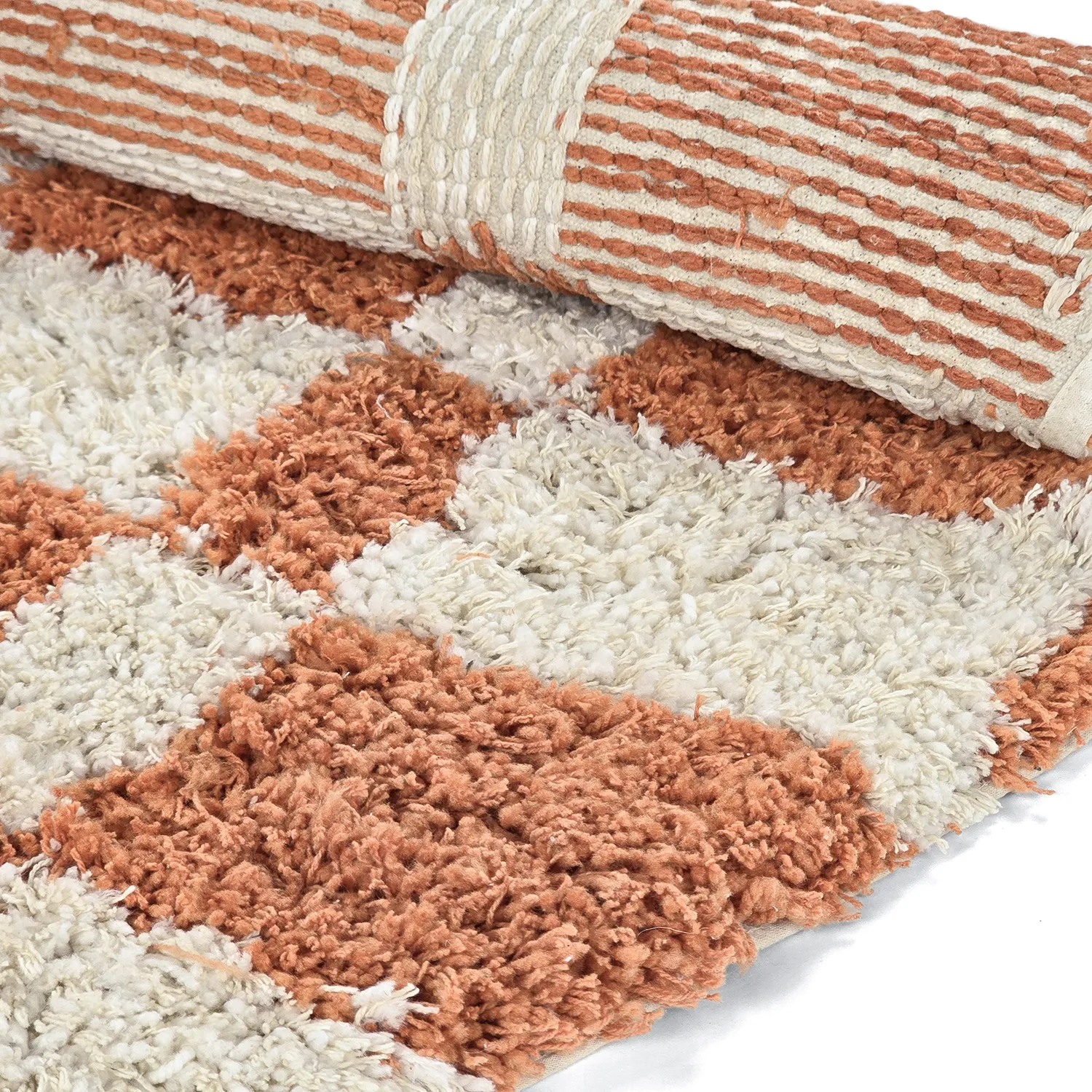 Rund matta - Atrani Natural Cotton Shaggy (orange)