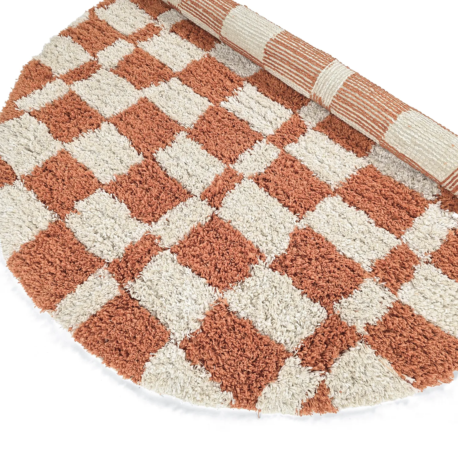 Rund matta - Atrani Natural Cotton Shaggy (orange)