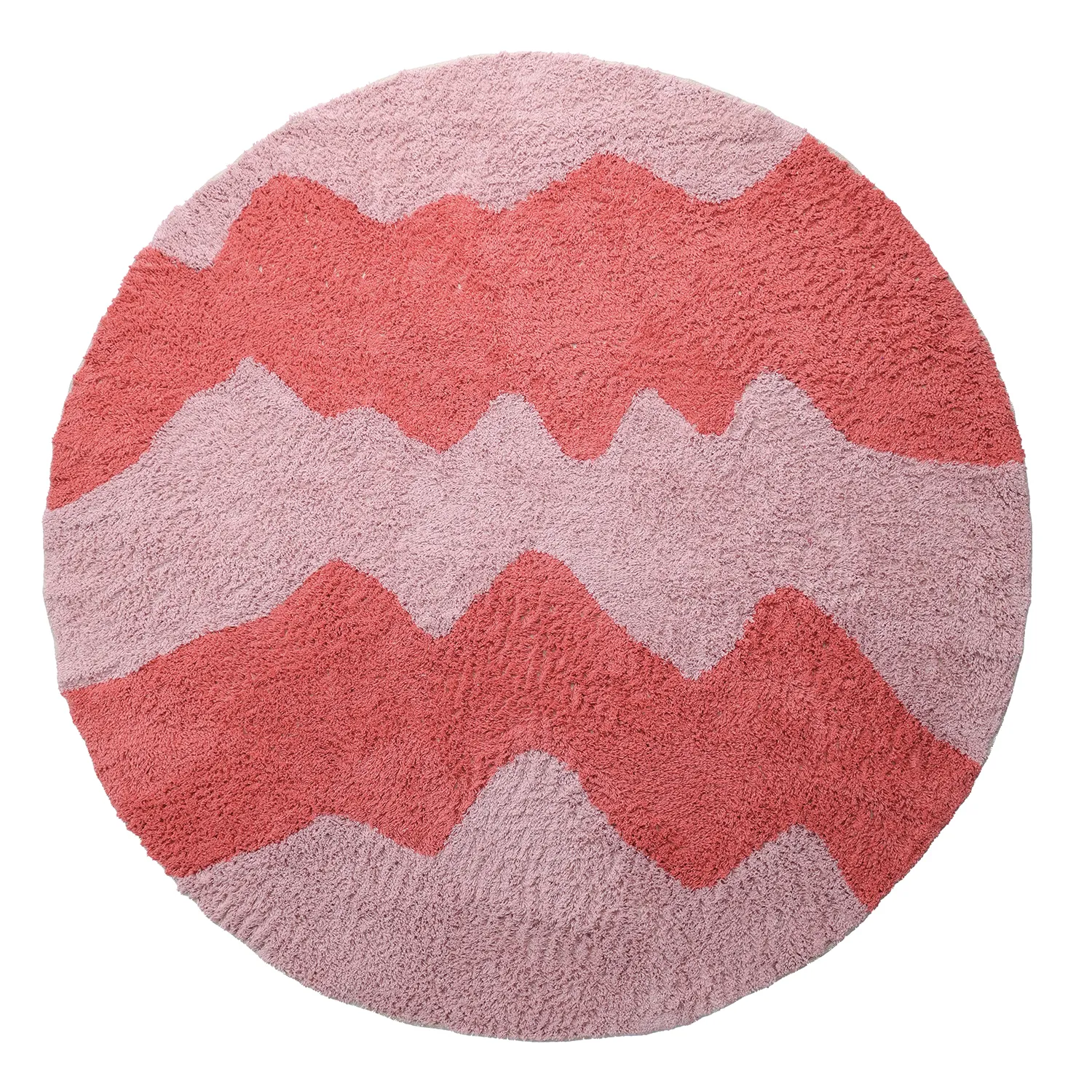 Rund matta - Amira Natural Cotton Shaggy (rosa/orange)