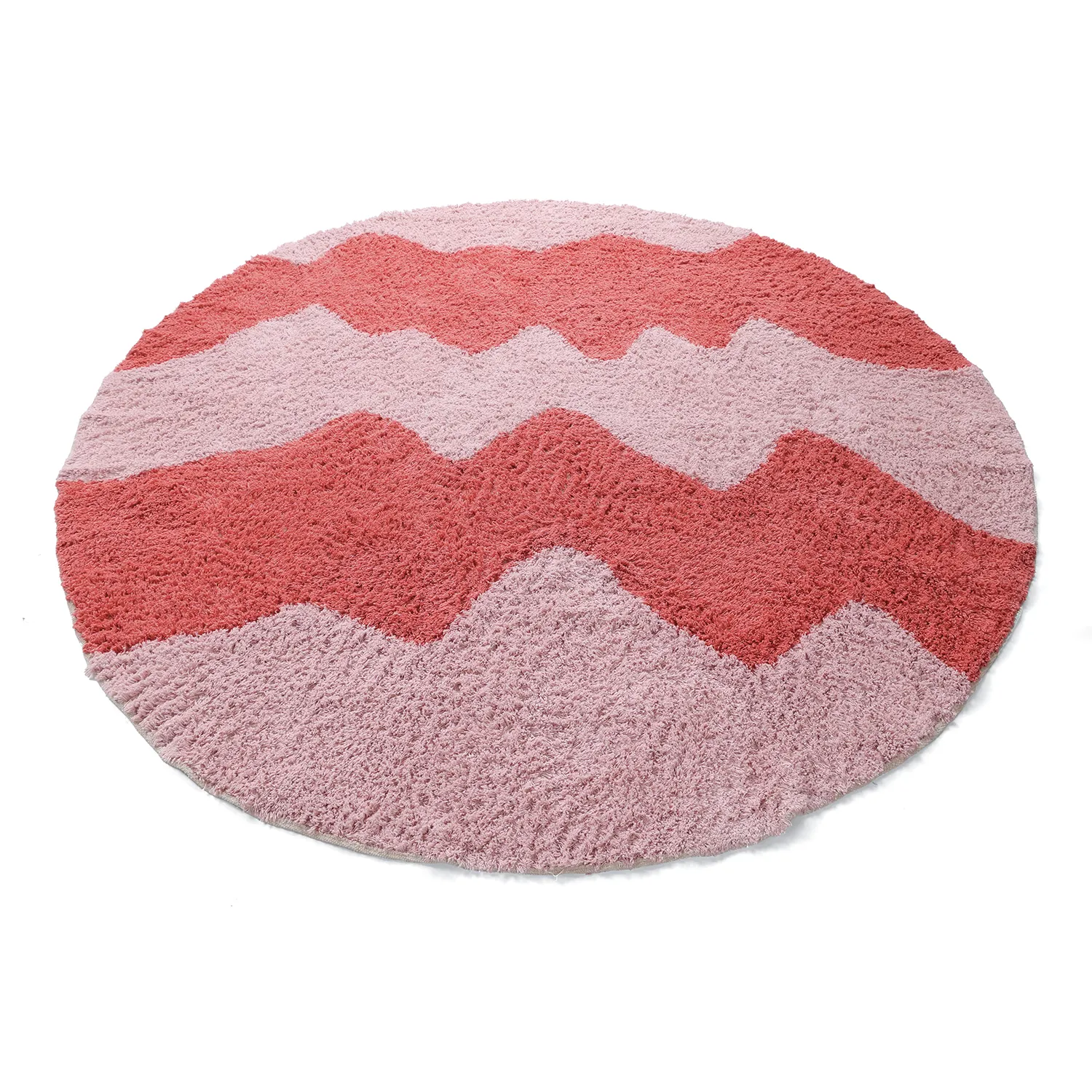 Rund matta - Amira Natural Cotton Shaggy (rosa/orange)