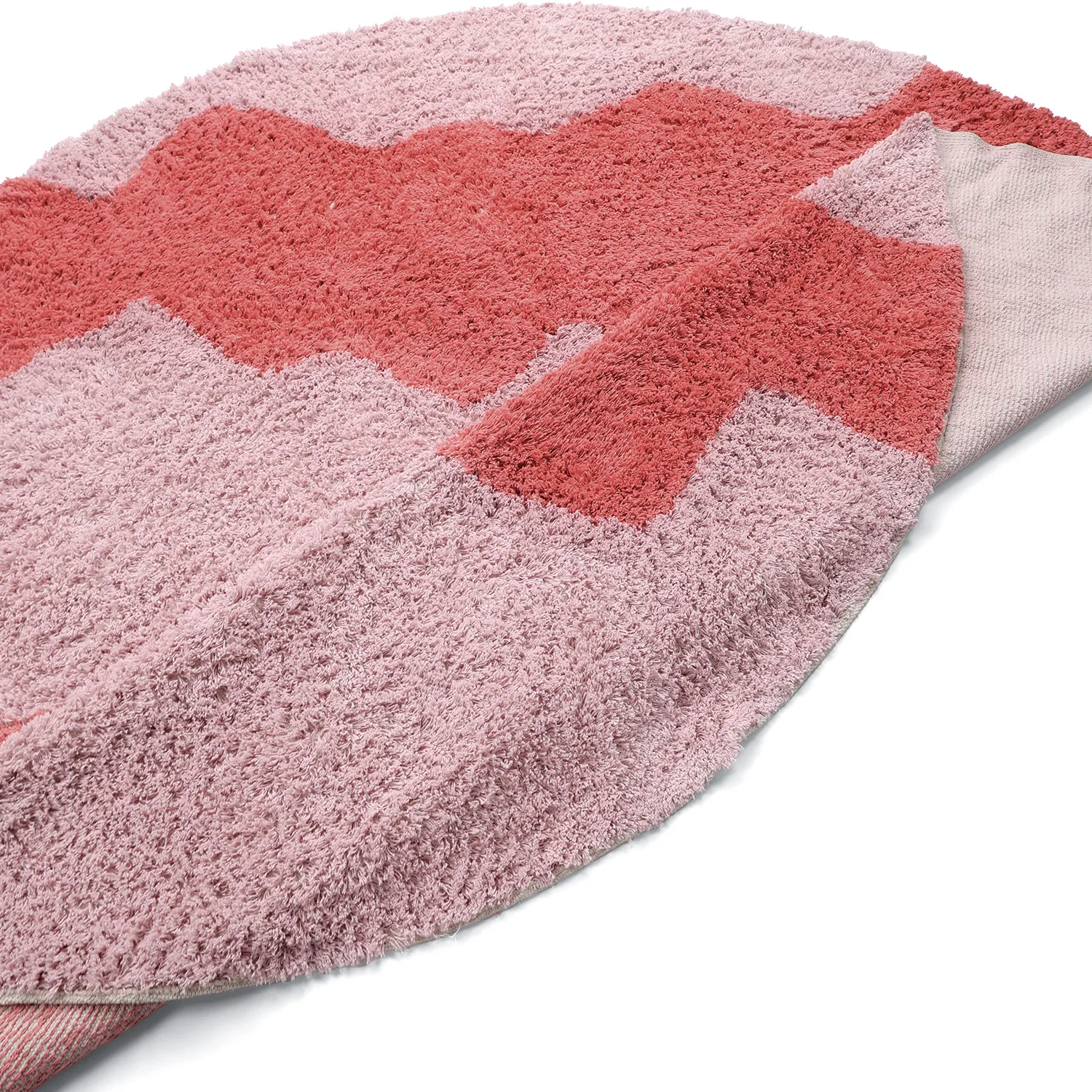Rund matta - Amira Natural Cotton Shaggy (rosa/orange)