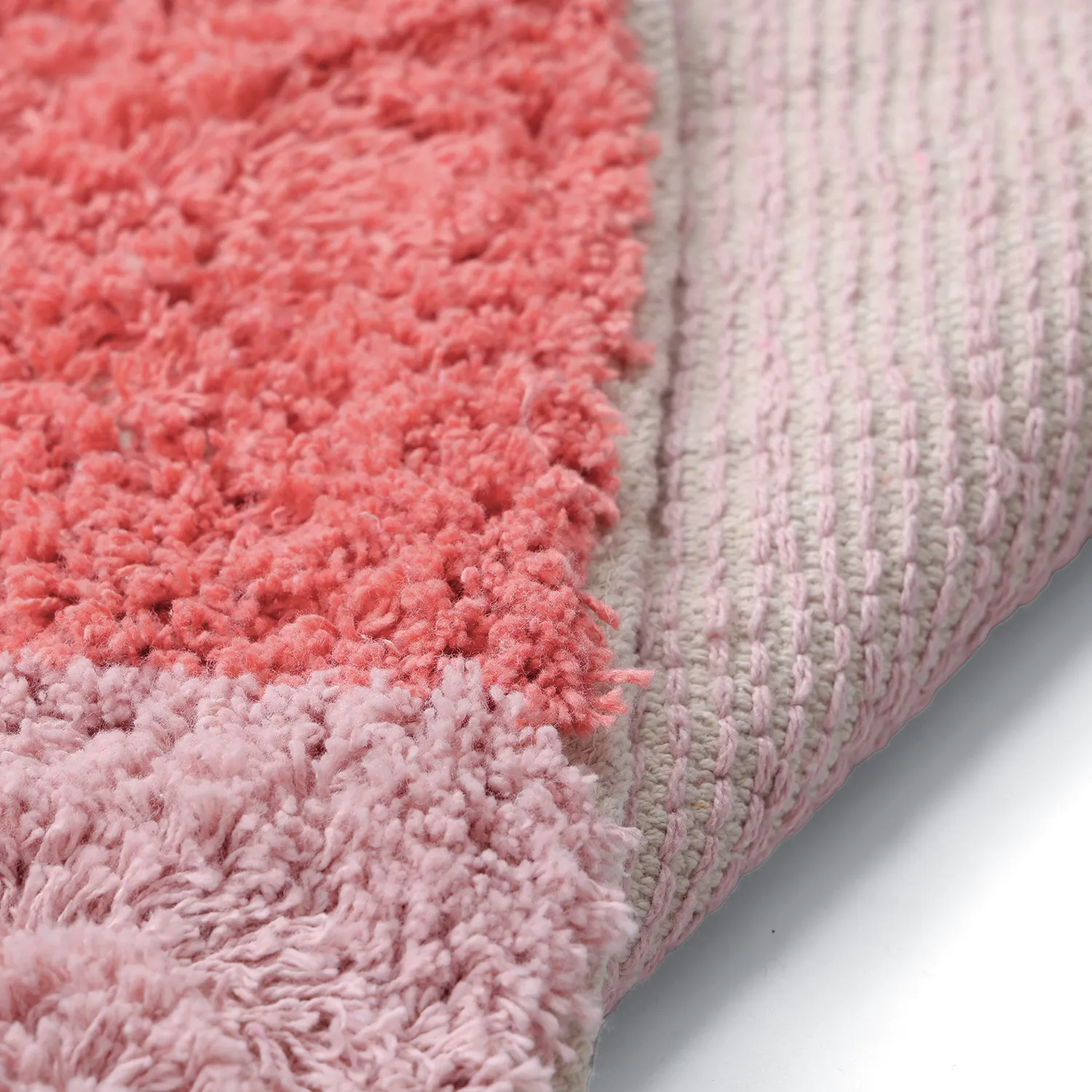 Rund matta - Amira Natural Cotton Shaggy (rosa/orange)