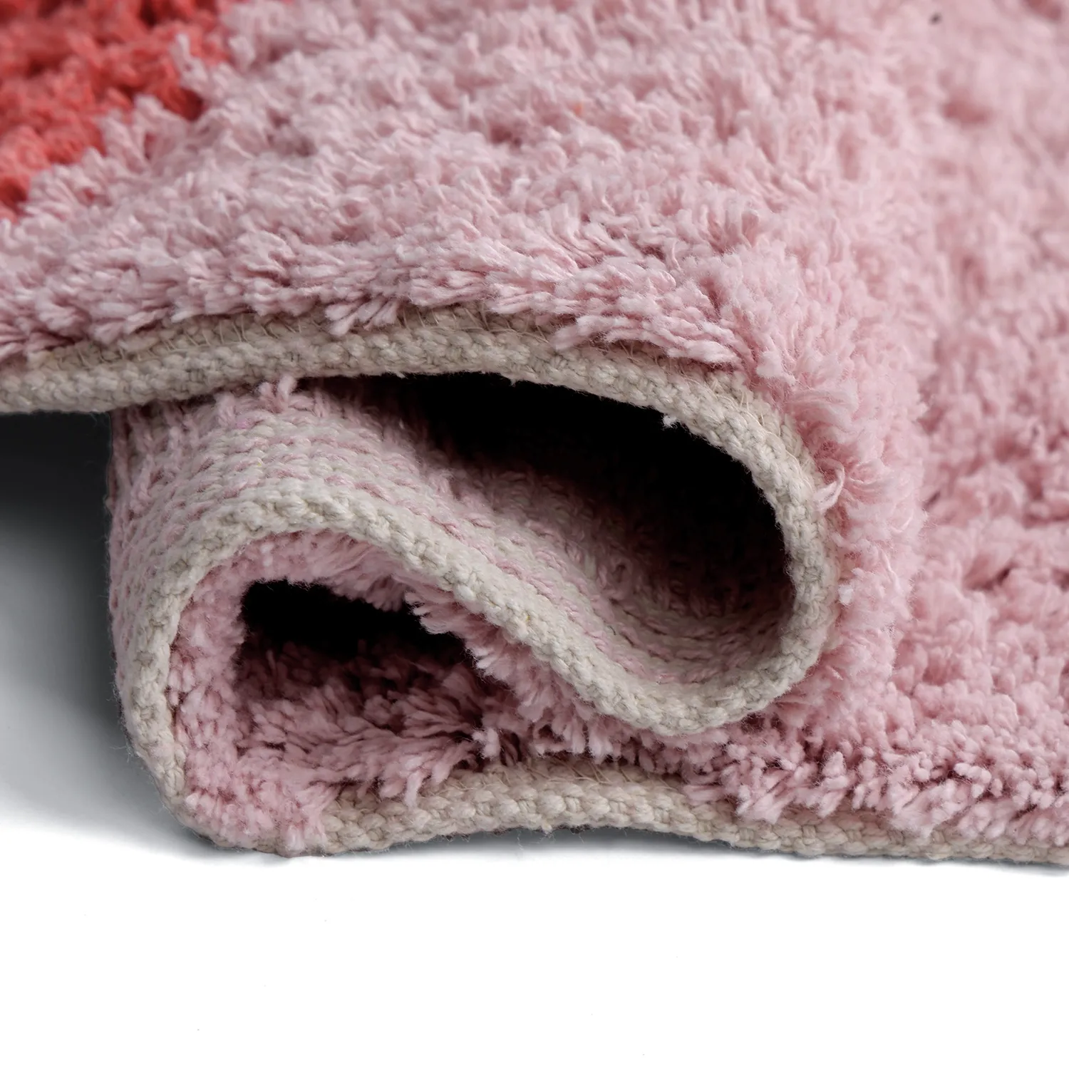 Rund matta - Amira Natural Cotton Shaggy (rosa/orange)
