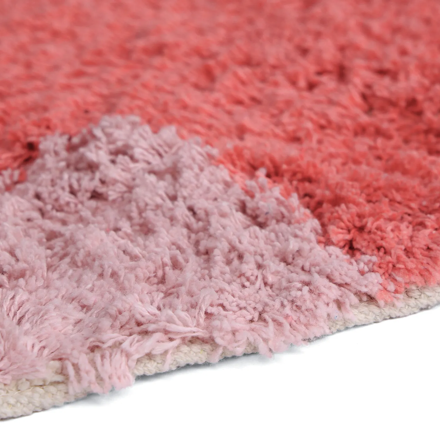 Rund matta - Amira Natural Cotton Shaggy (rosa/orange)