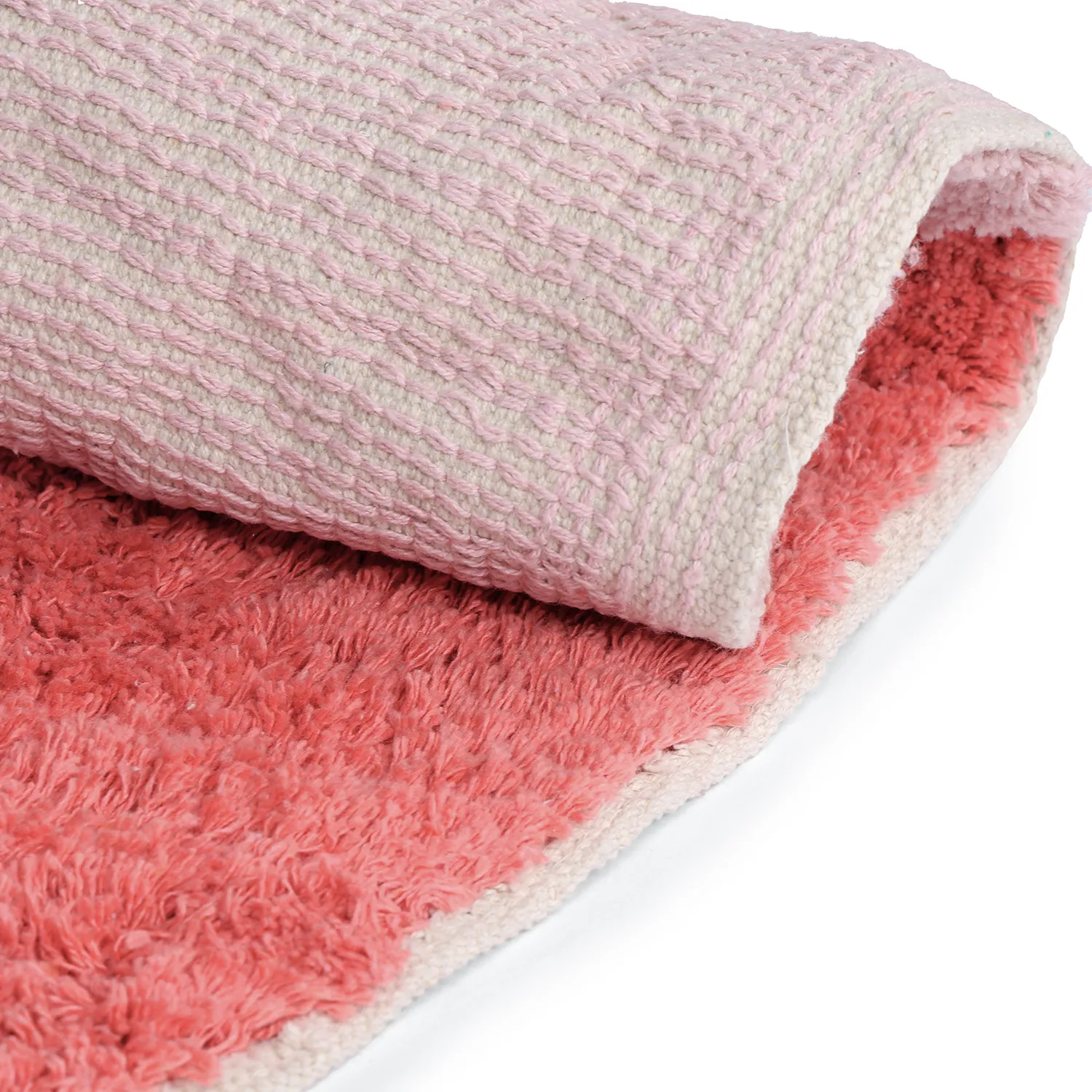 Rund matta - Amira Natural Cotton Shaggy (rosa/orange)
