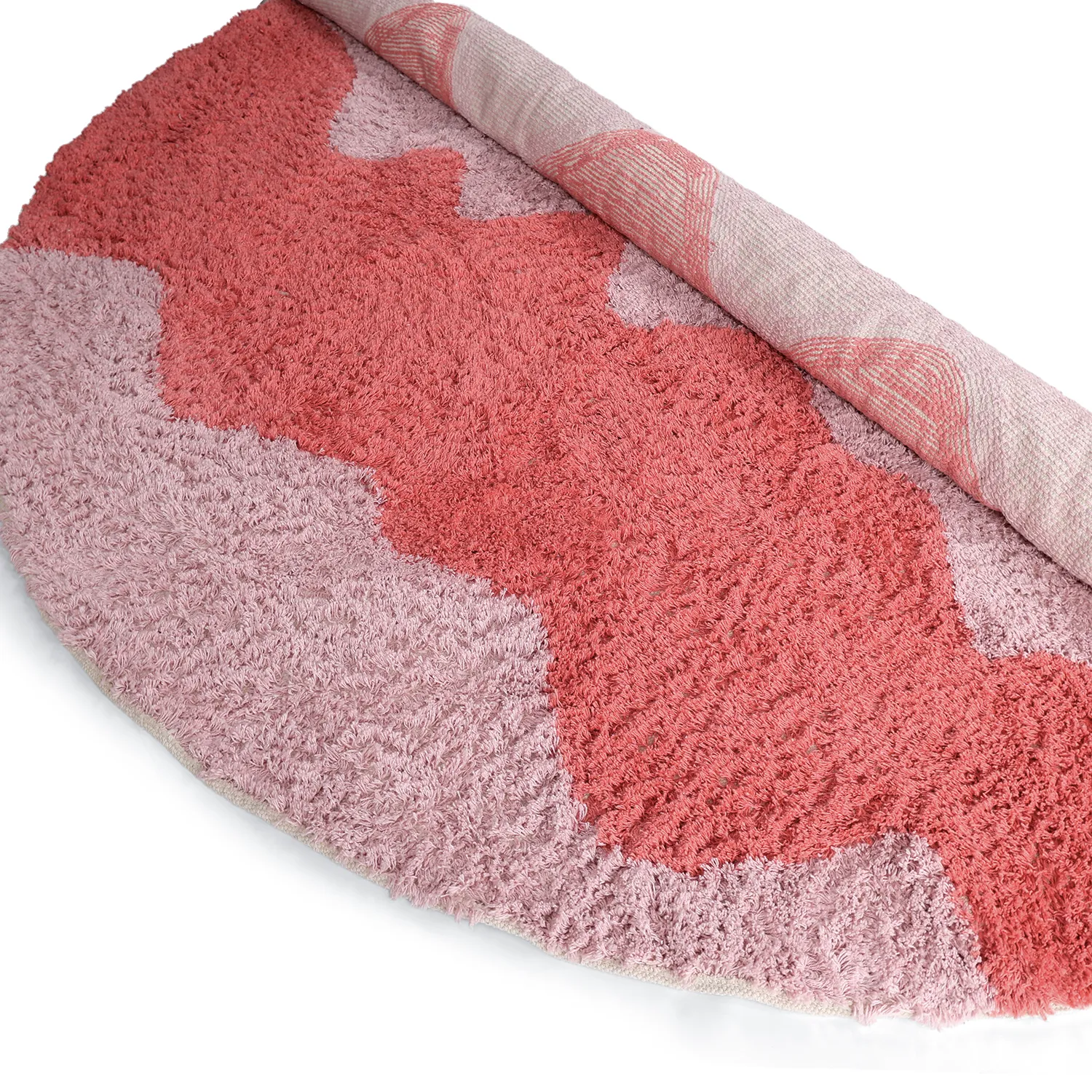 Rund matta - Amira Natural Cotton Shaggy (rosa/orange)