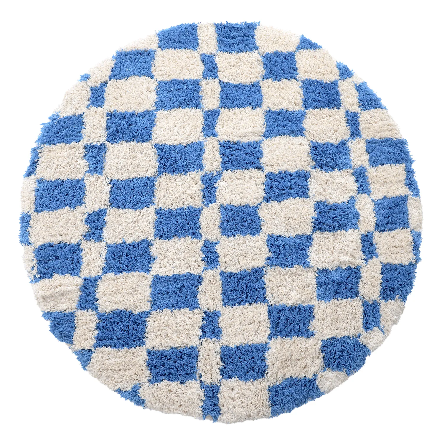 Rund matta - Atrani Natural Cotton Shaggy (blå)