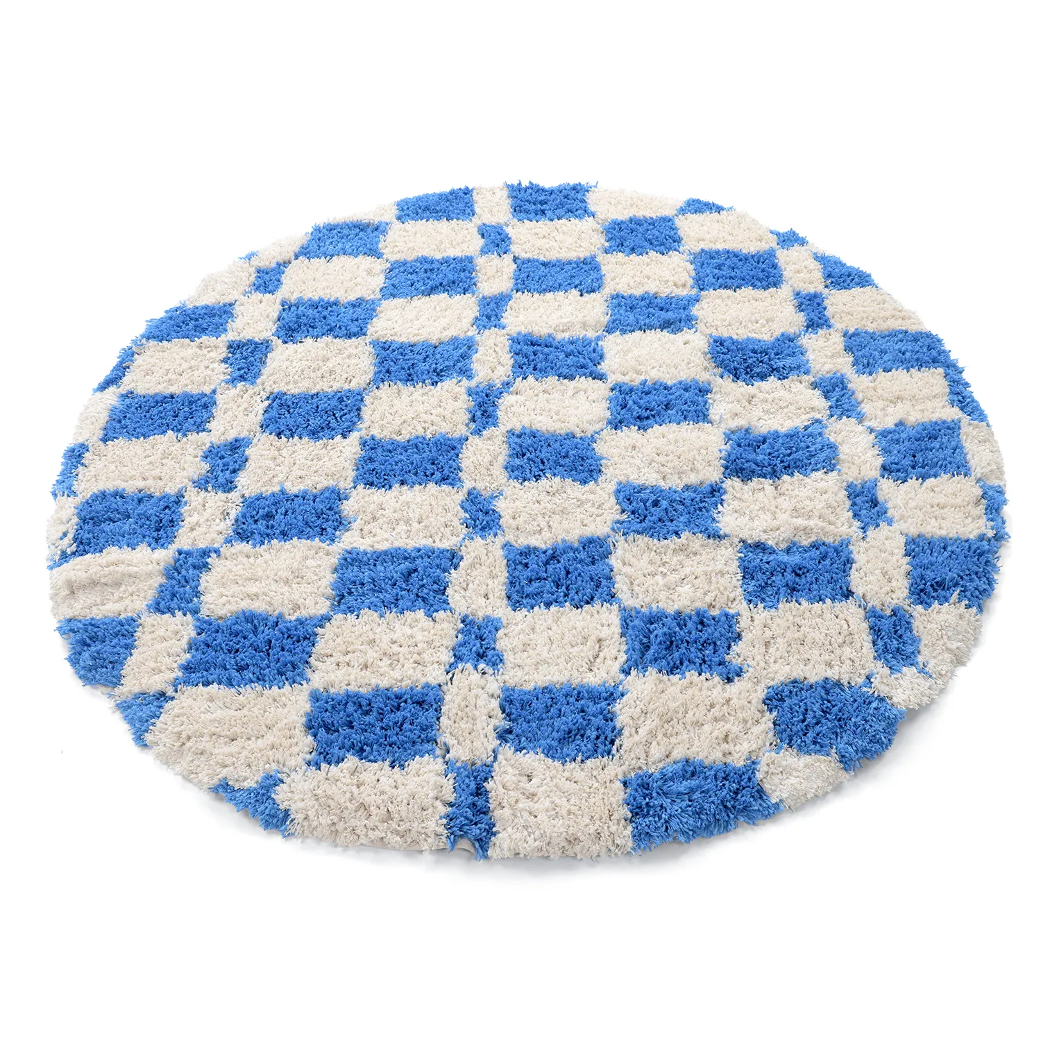 Rund matta - Atrani Natural Cotton Shaggy (blå)