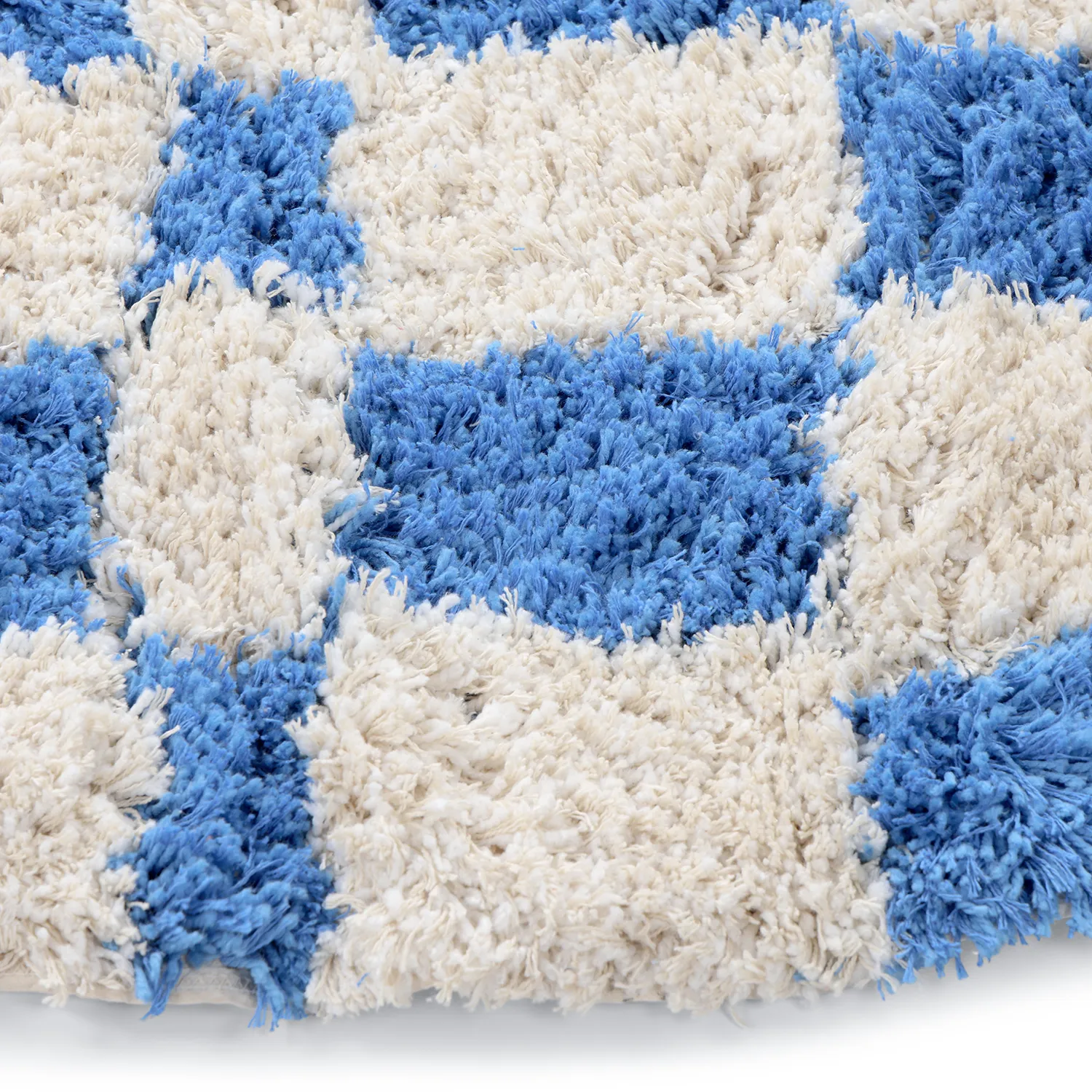 Rund matta - Atrani Natural Cotton Shaggy (blå)