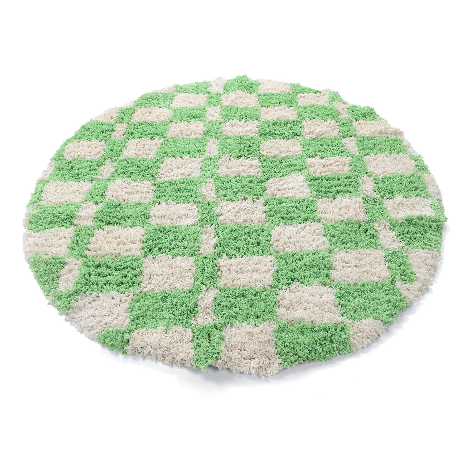 Rund matta - Atrani Natural Cotton Shaggy (grön)