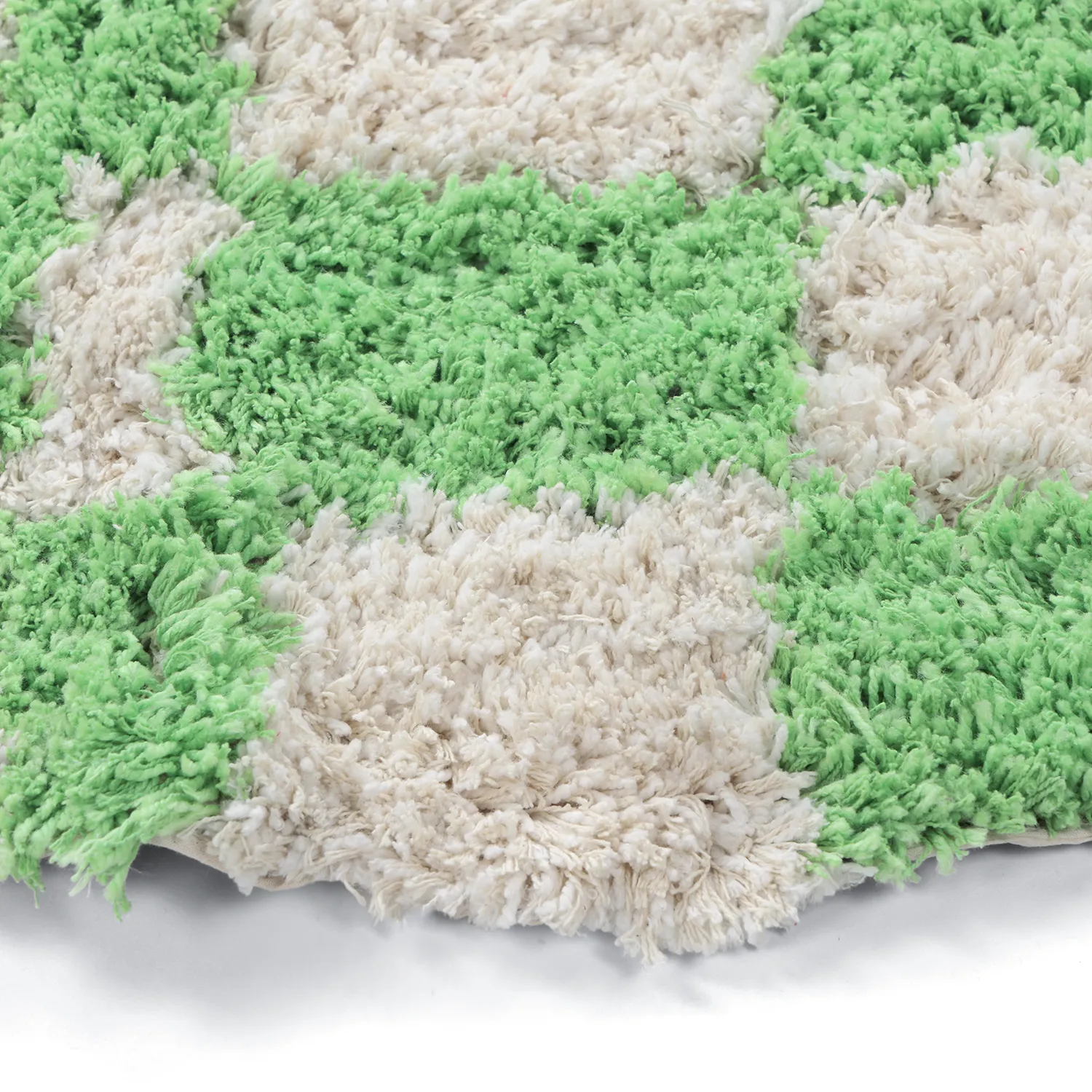 Rund matta - Atrani Natural Cotton Shaggy (grön)