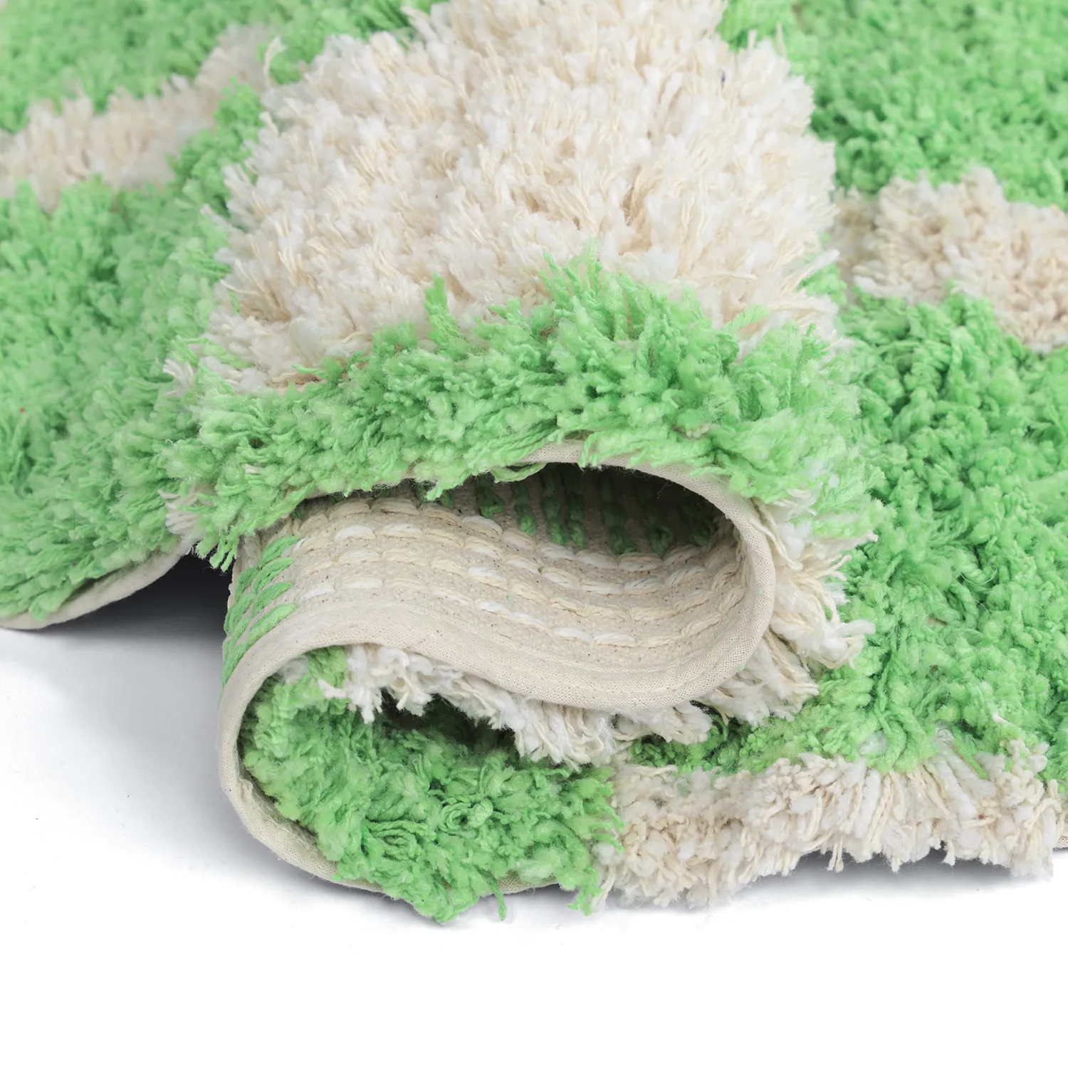 Rund matta - Atrani Natural Cotton Shaggy (grön)