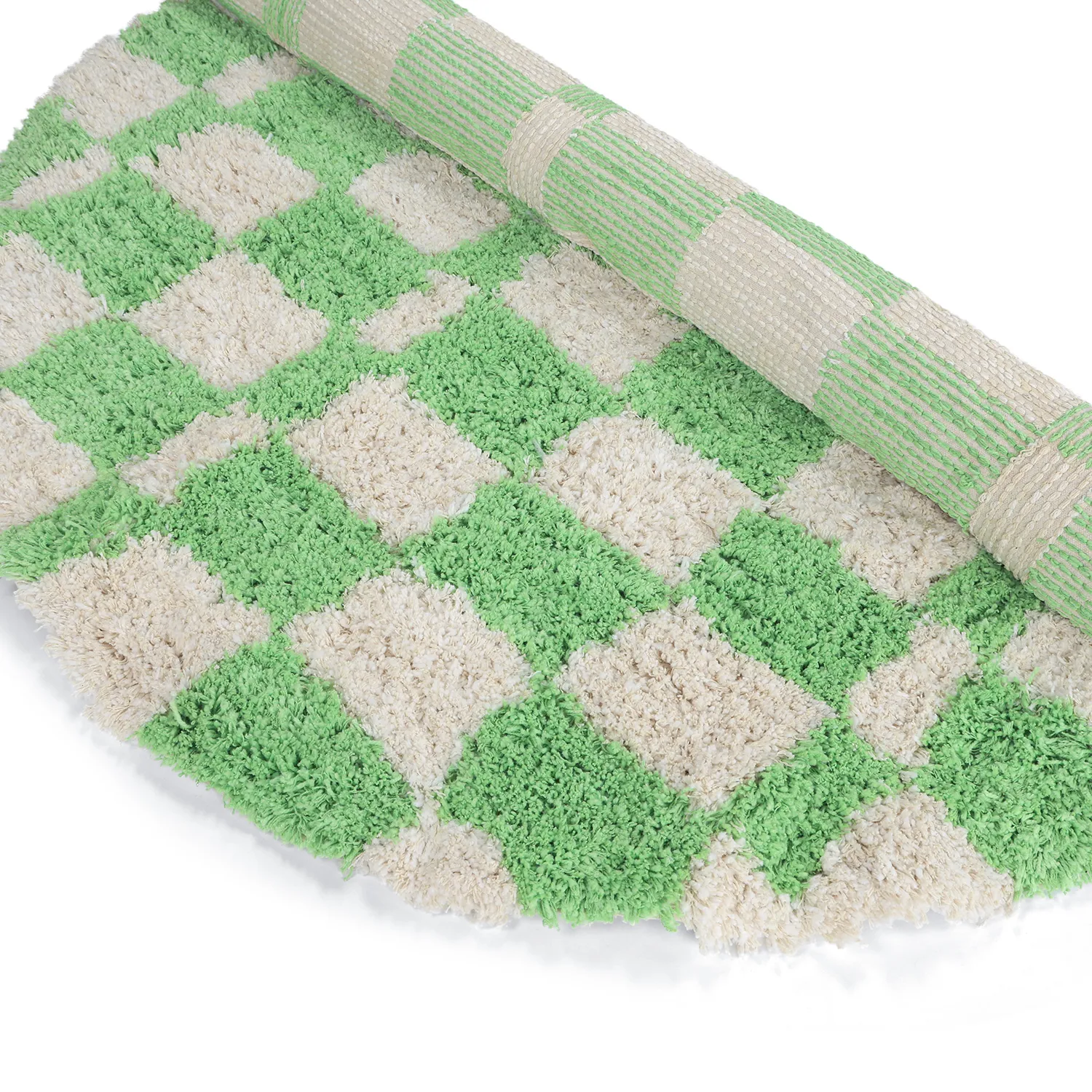 Rund matta - Atrani Natural Cotton Shaggy (grön)