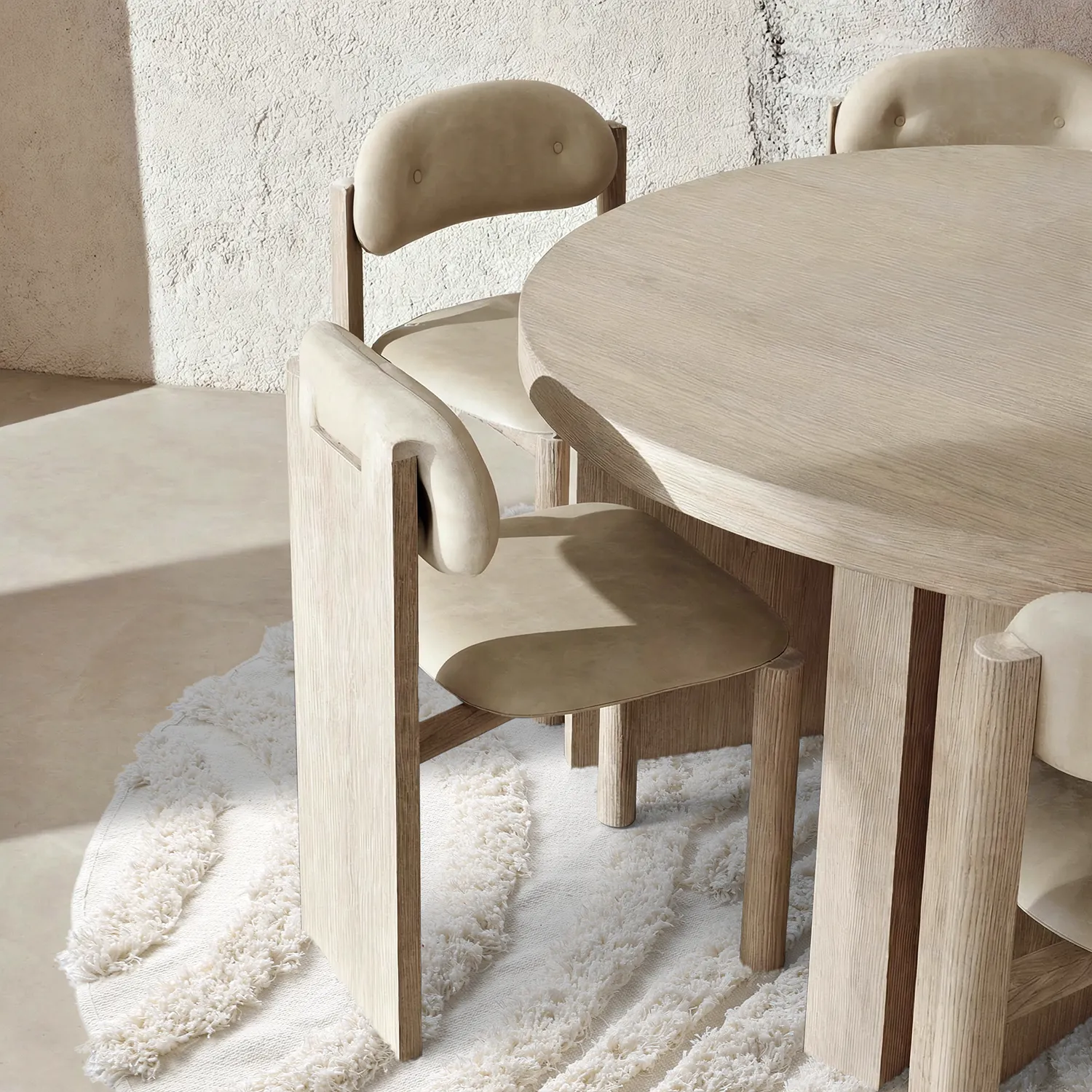 Rund matta - Cazorla Natural Cotton Shaggy (offwhite)