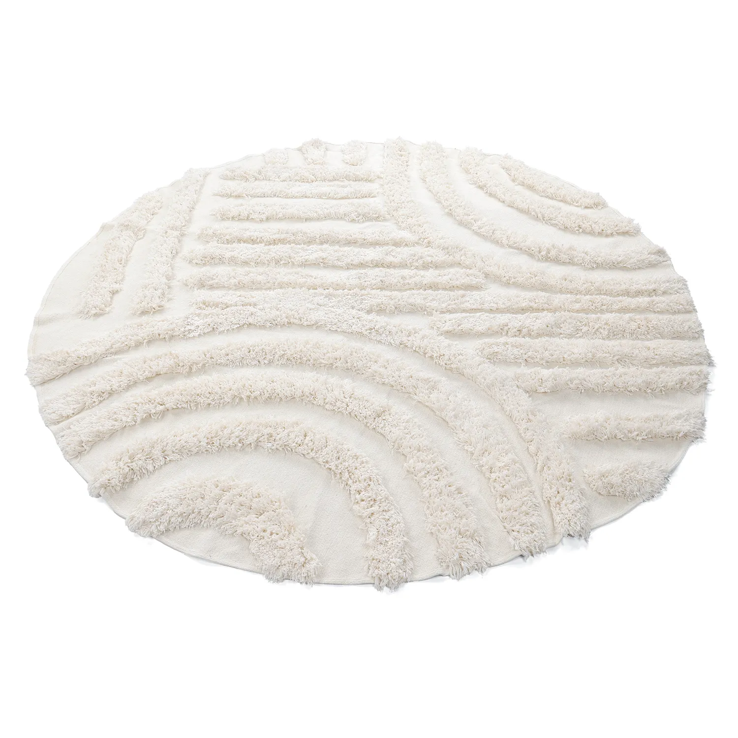 Rund matta - Cazorla Natural Cotton Shaggy (offwhite)