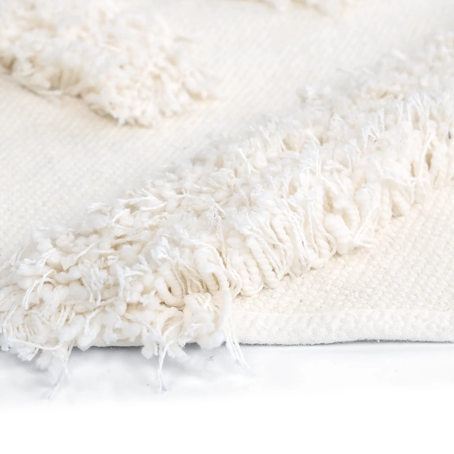 Rund matta - Cazorla Natural Cotton Shaggy (offwhite)