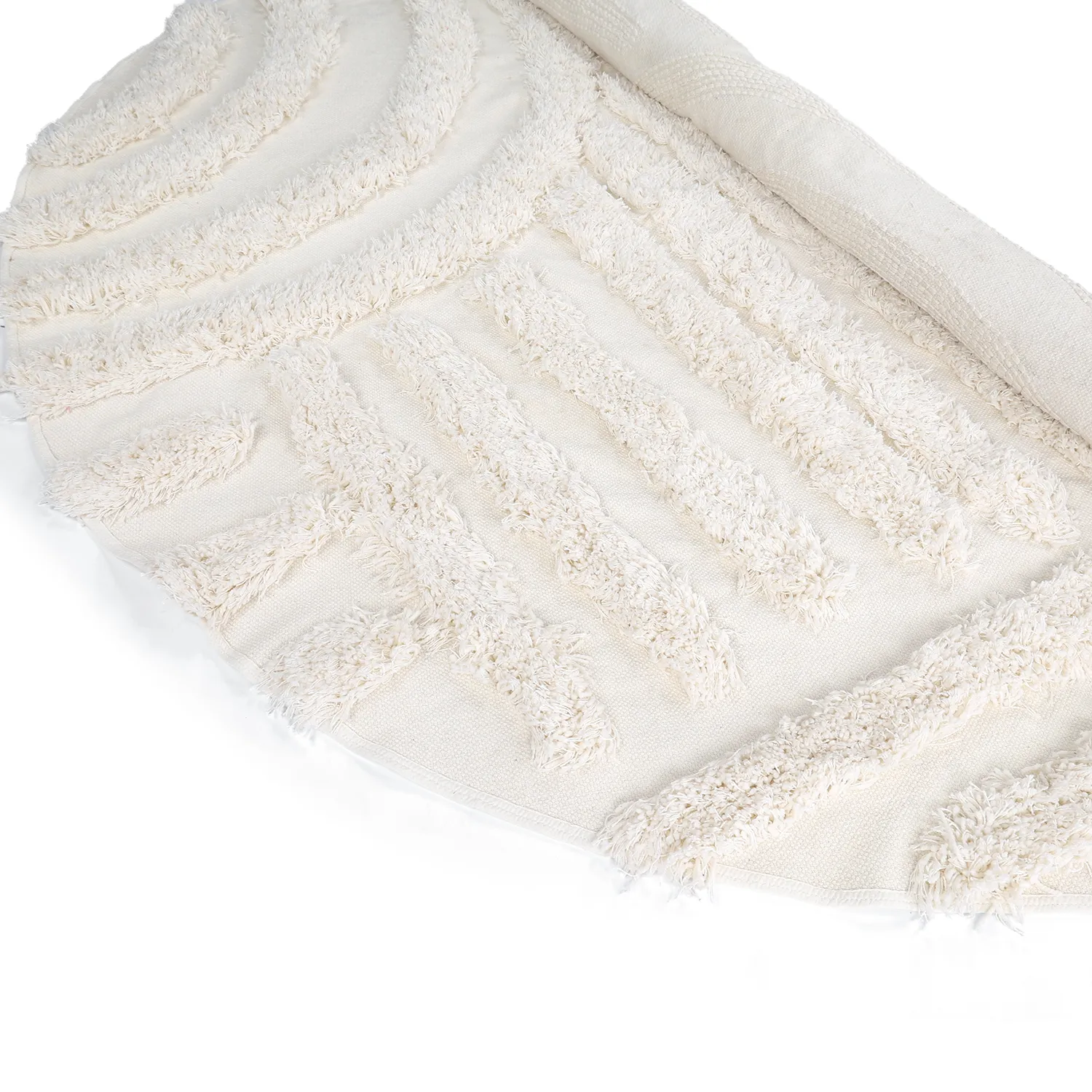 Rund matta - Cazorla Natural Cotton Shaggy (offwhite)