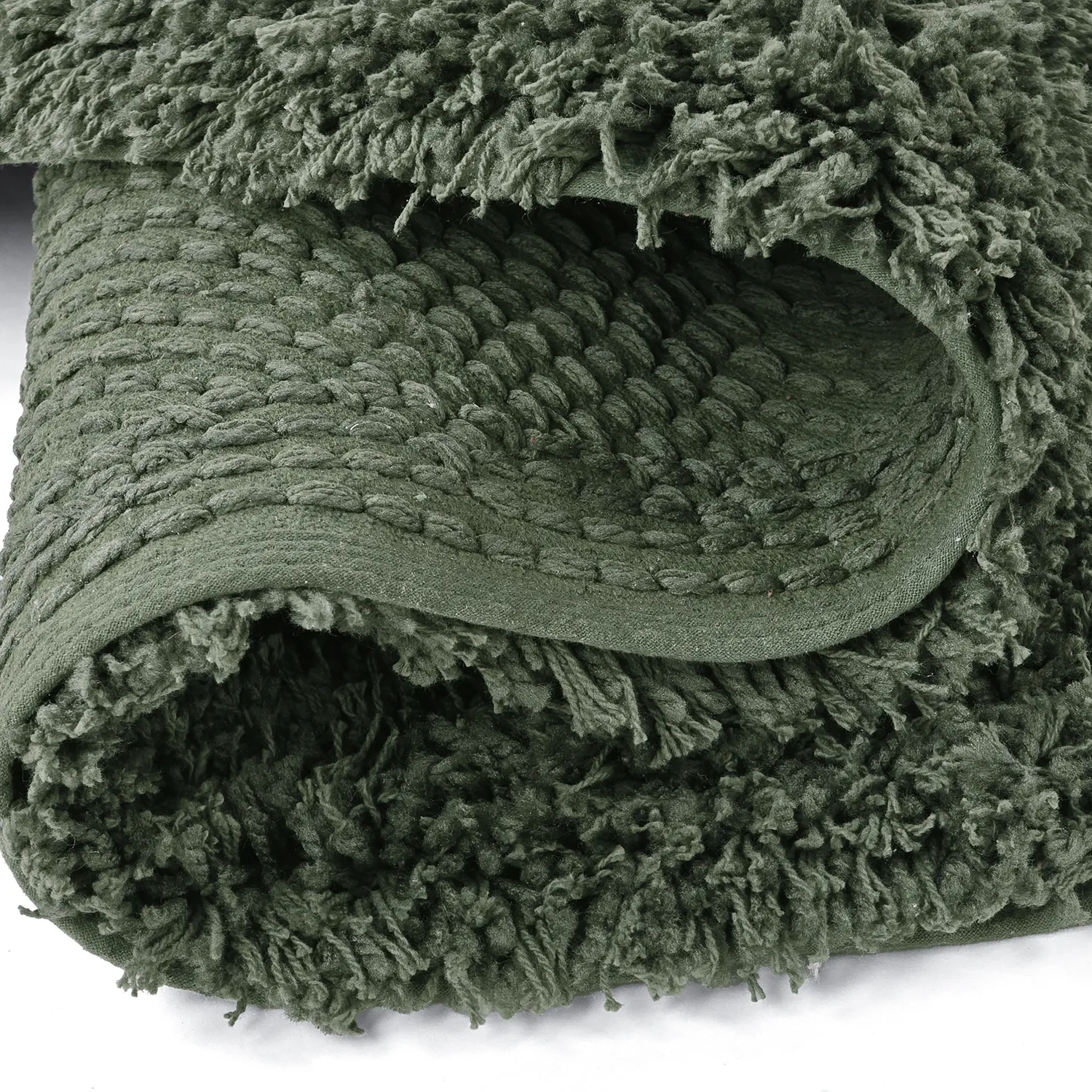 Rund matta - Combarro Solid Cotton Shaggy (grön)