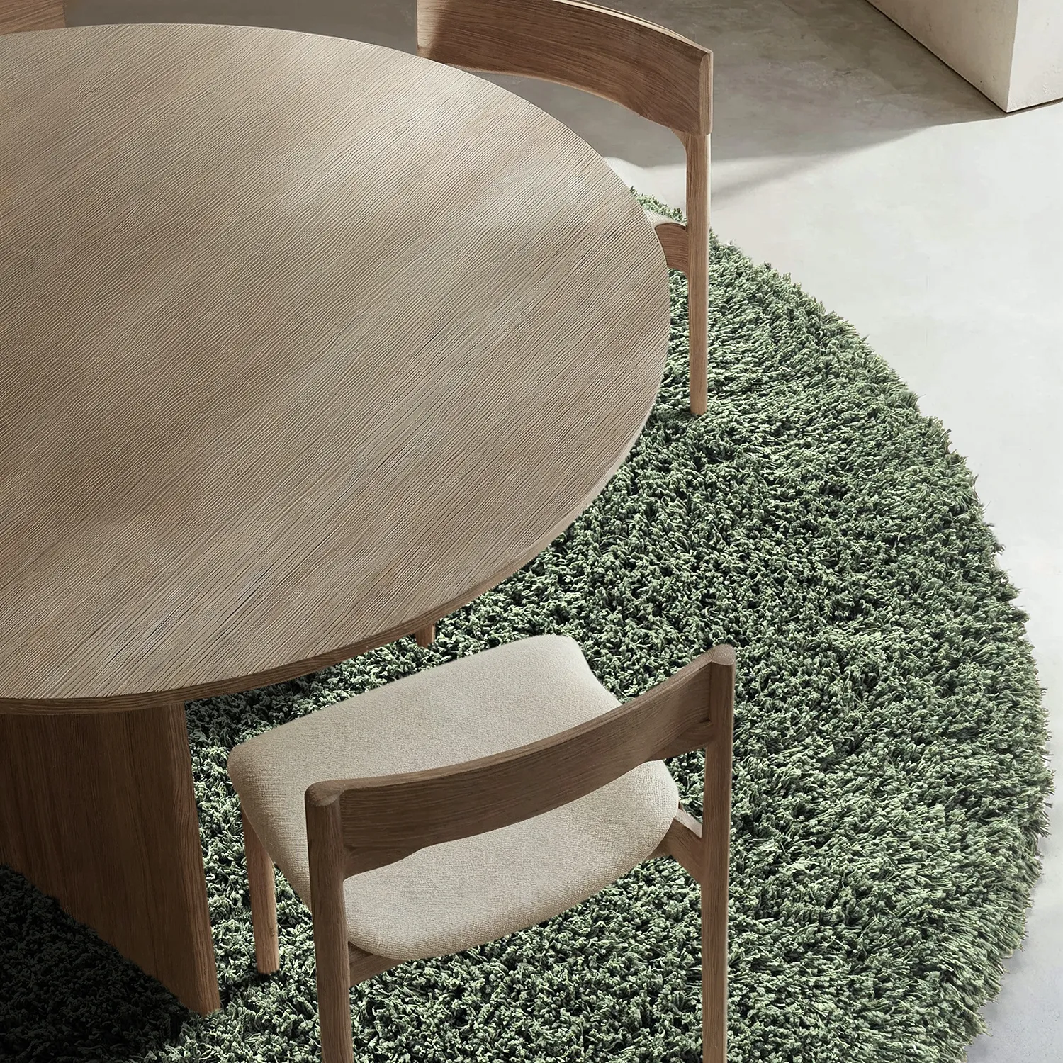 Rund matta - Combarro Solid Cotton Shaggy (grön)