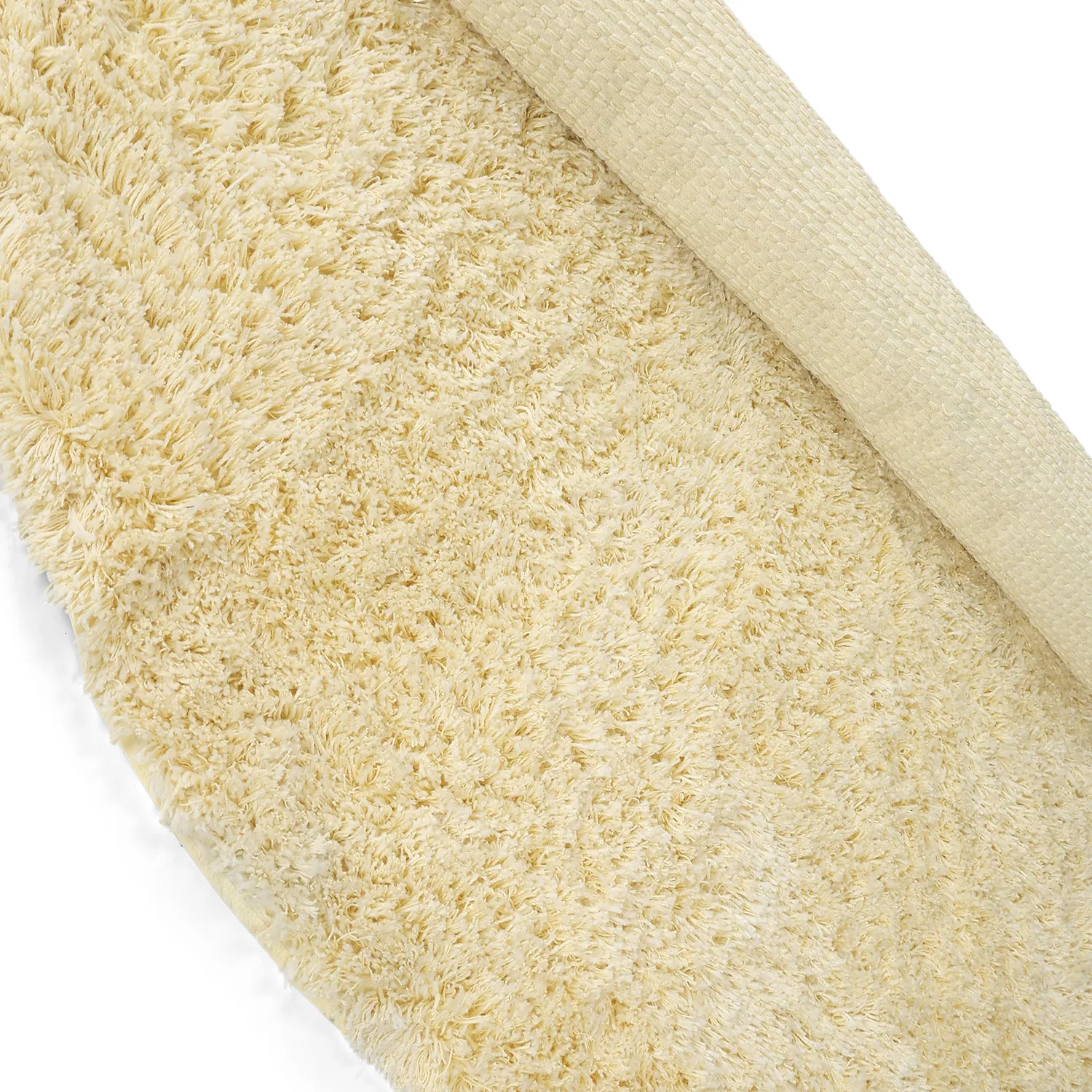 Rund matta - Combarro Solid Cotton Shaggy (ljusgul)