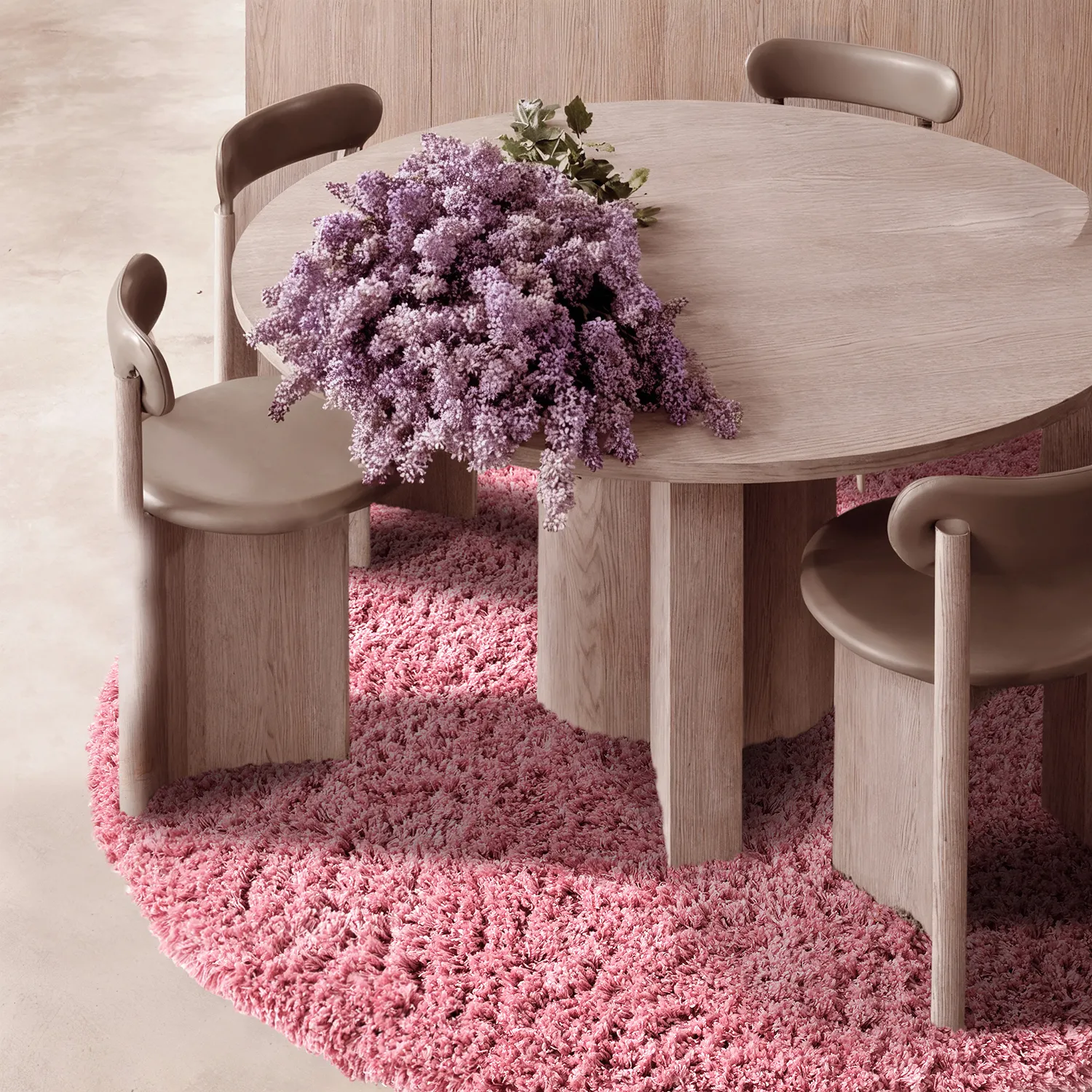 Rund matta - Combarro Solid Cotton Shaggy (ljusrosa)