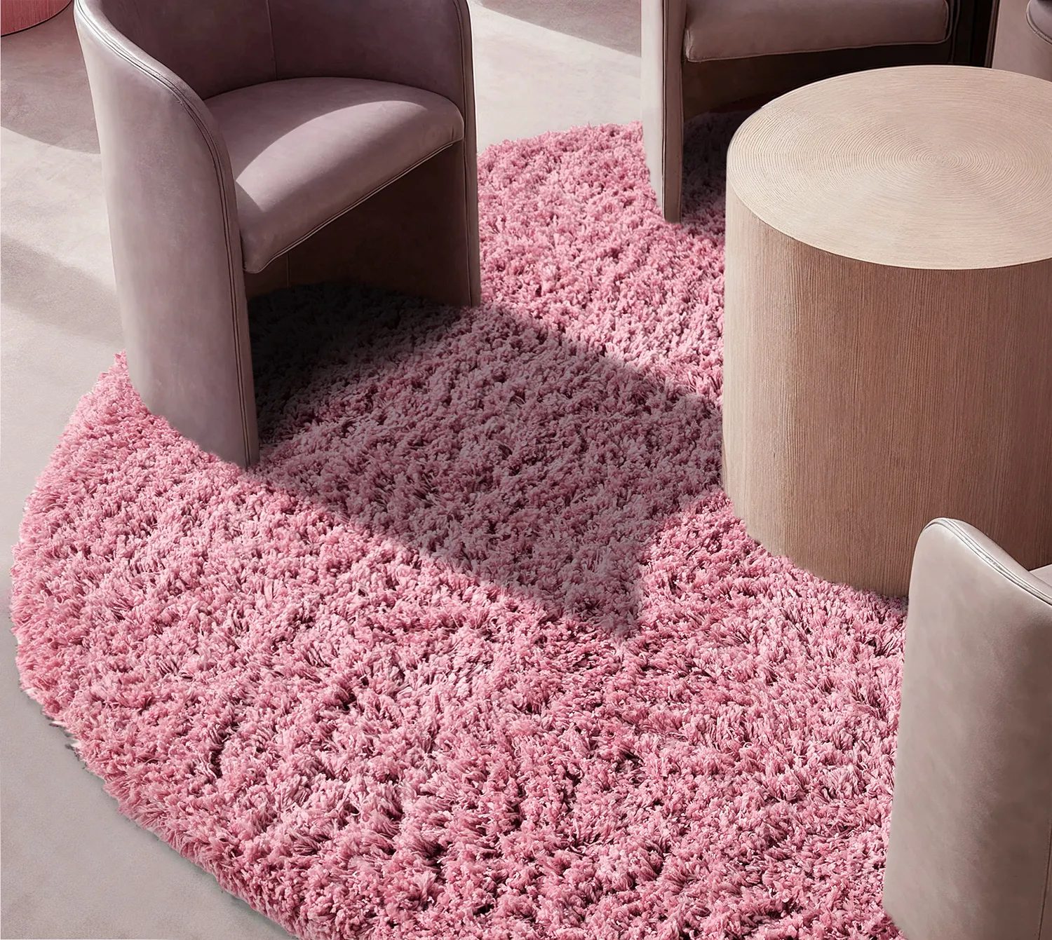 Rund matta - Combarro Solid Cotton Shaggy (ljusrosa)