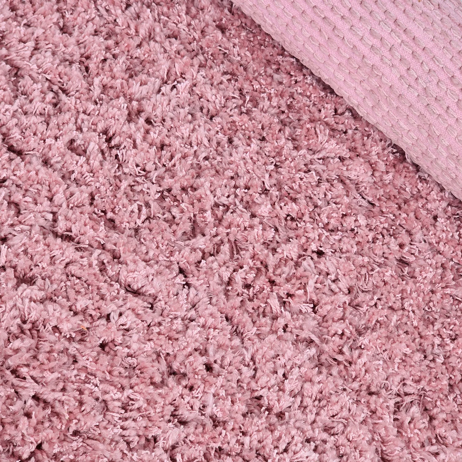 Rund matta - Combarro Solid Cotton Shaggy (ljusrosa)