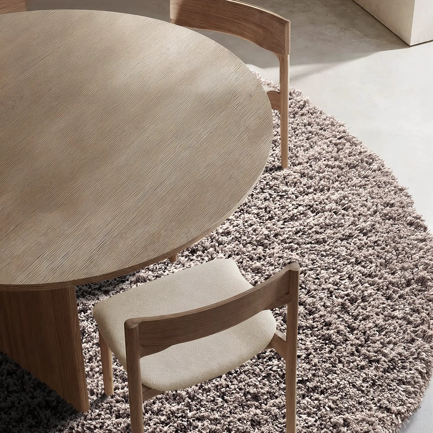 Rund matta - Combarro Solid Cotton Shaggy (taupe)