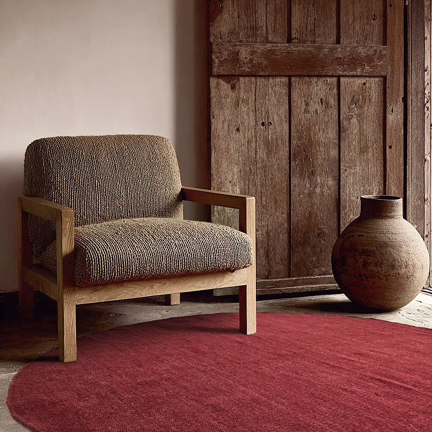 Kruhový koberec - Hamilton (tmavočervený)