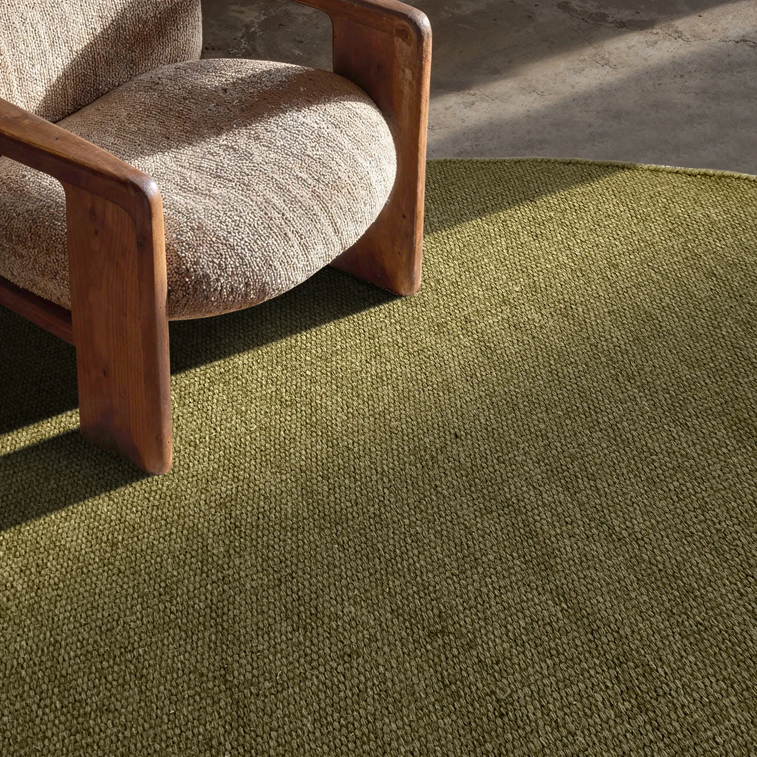 Kruhový koberec - Hamilton (machovo zelený)